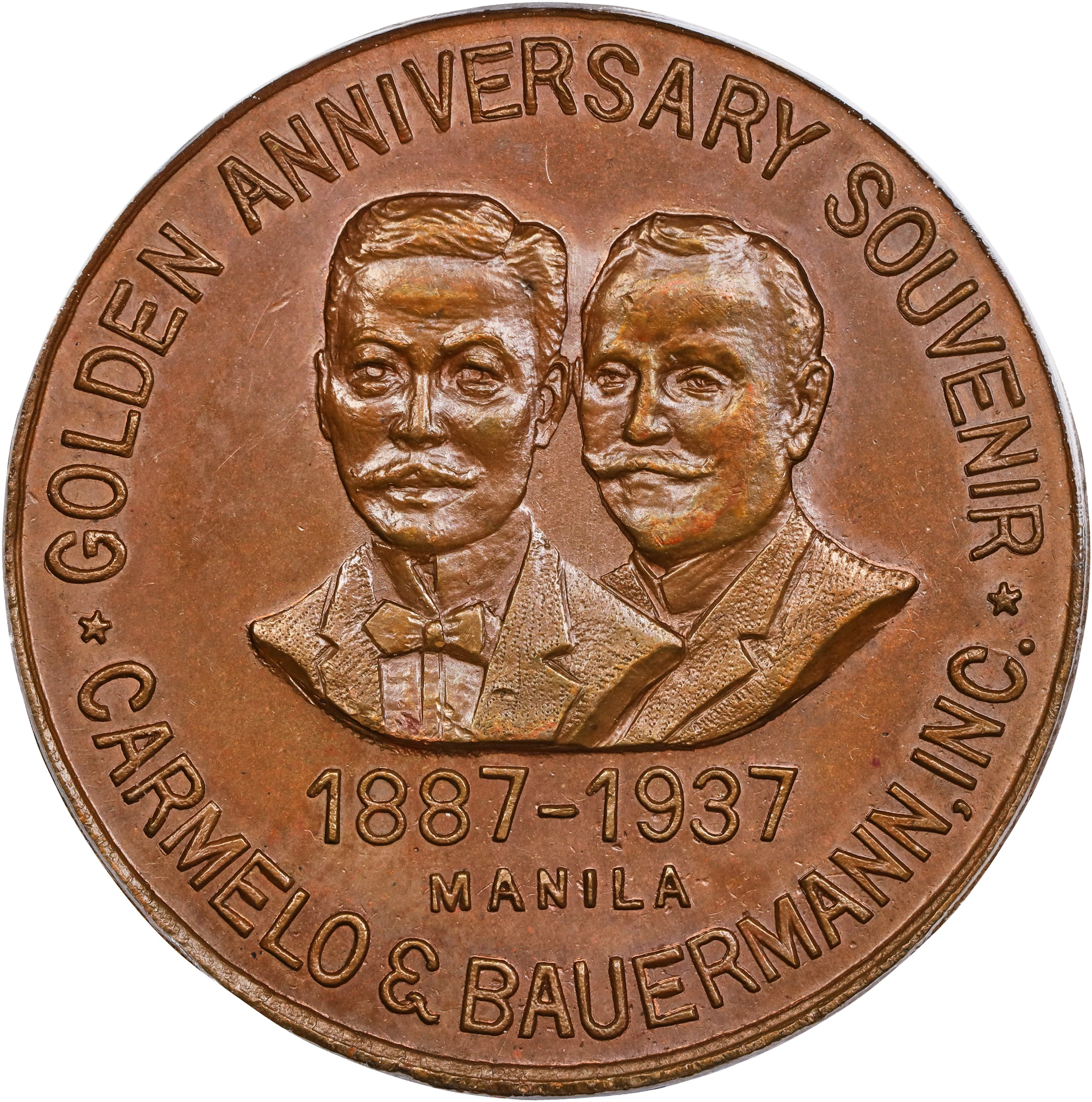PHILIPPINES. Golden Anniversary Souvenir Bronze Medal, 1937. PCGS MS-65.