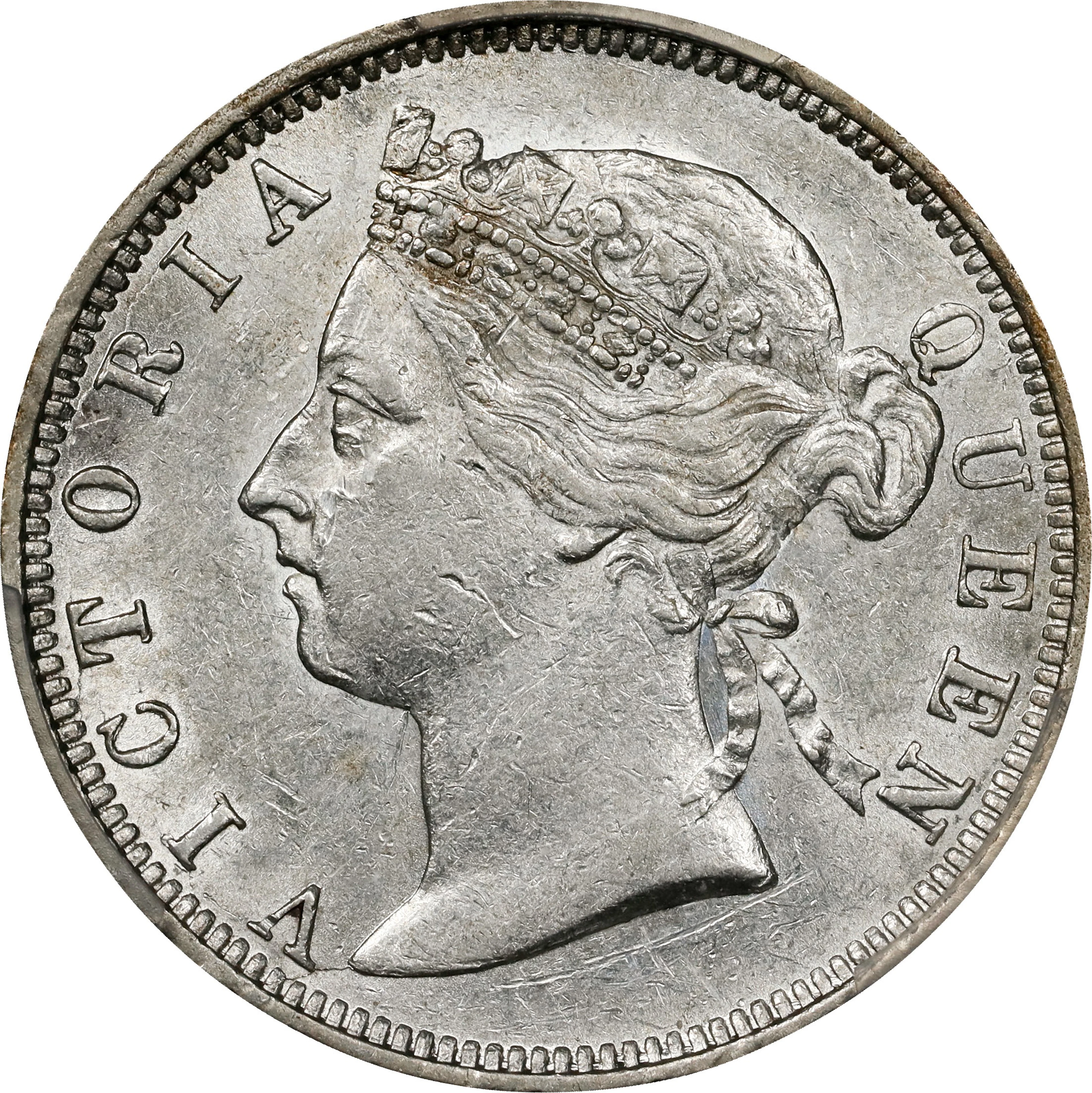 (t) HONG KONG (SAR). 20 Cents, 1889. London Mint. Victoria. PCGS AU-55.