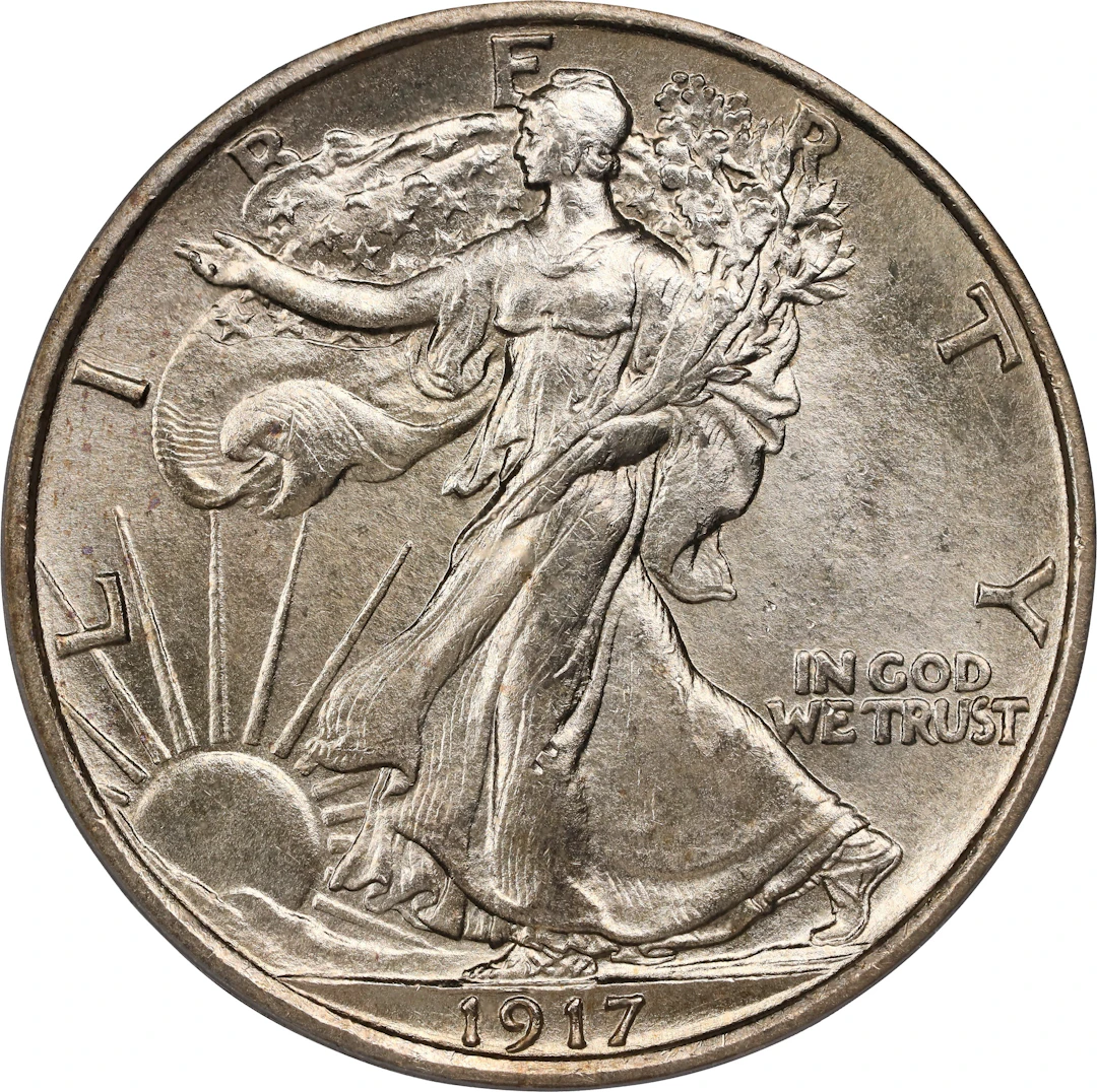 1917-D Walking Liberty Half Dollar. Reverse Mintmark. MS-66 (PCGS). OGH.