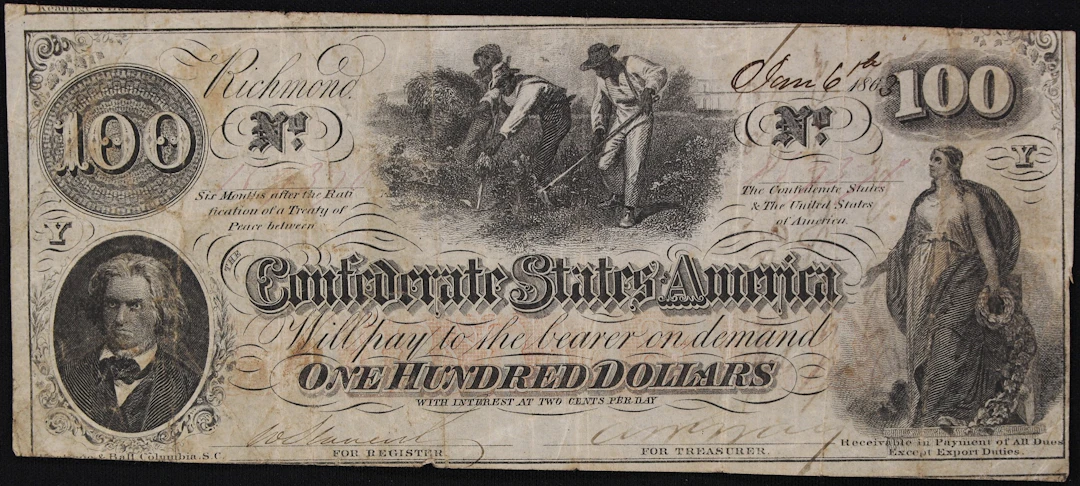 T-41. Confederate Currency. 1863 $100. Very Fine. Penned Military