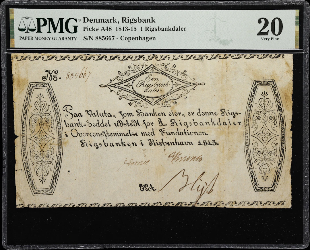 (◊) DENMARK. Rigsbanken i Kiobenhavn. 1 Rigsbankdaler, 1813. P-A48.
