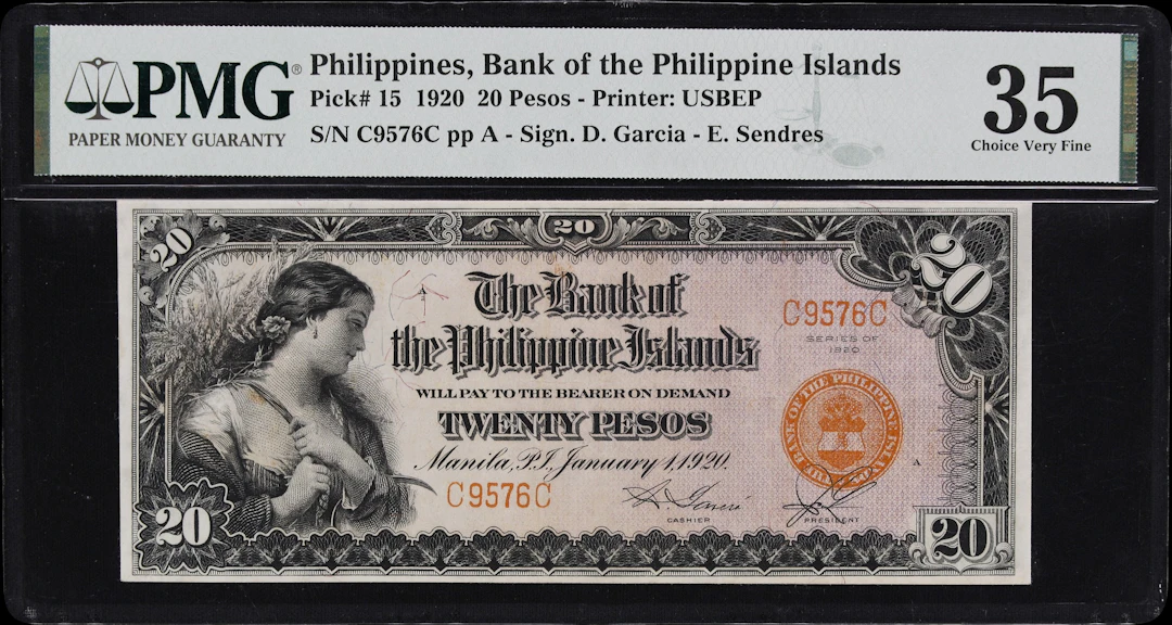 PHILIPPINES. Bank of the Philippine Islands. 20 Pesos, 1.1.1920. P-15.