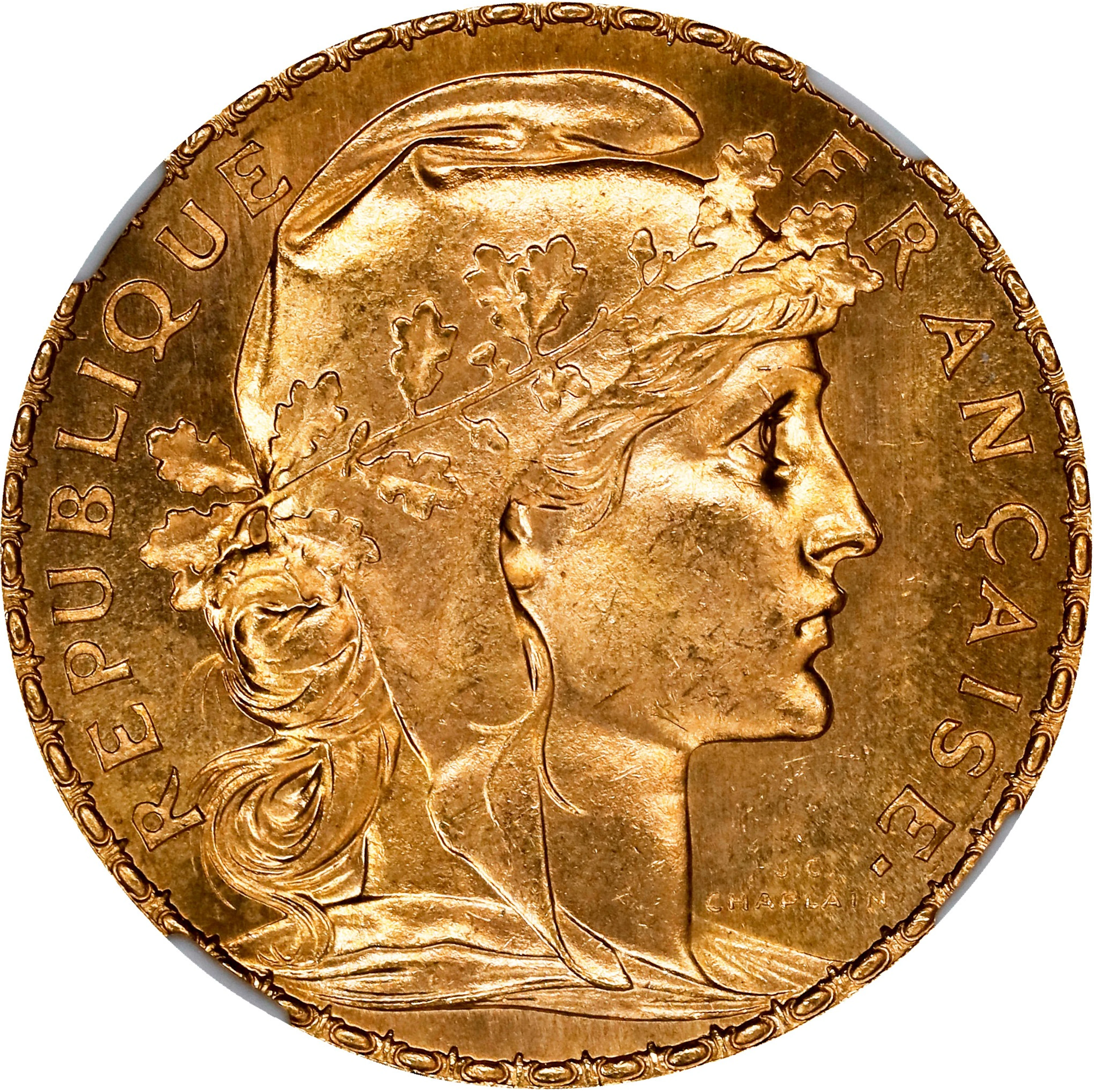 FRANCE. 20 Francs, 1908. Paris Mint. NGC MS-67.