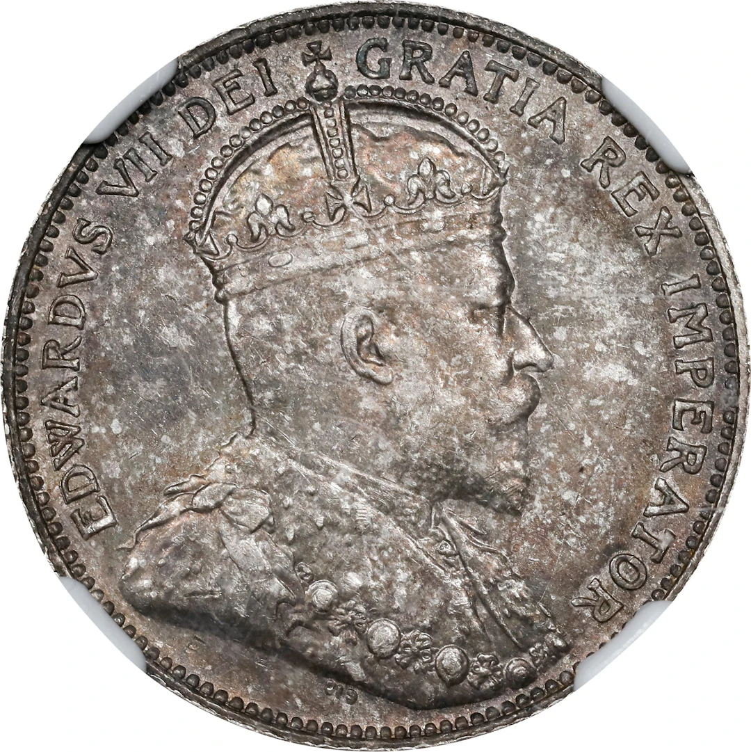 CANADA. 25 Cents, 1910. Ottawa Mint. Edward VII. NGC MS-63.
