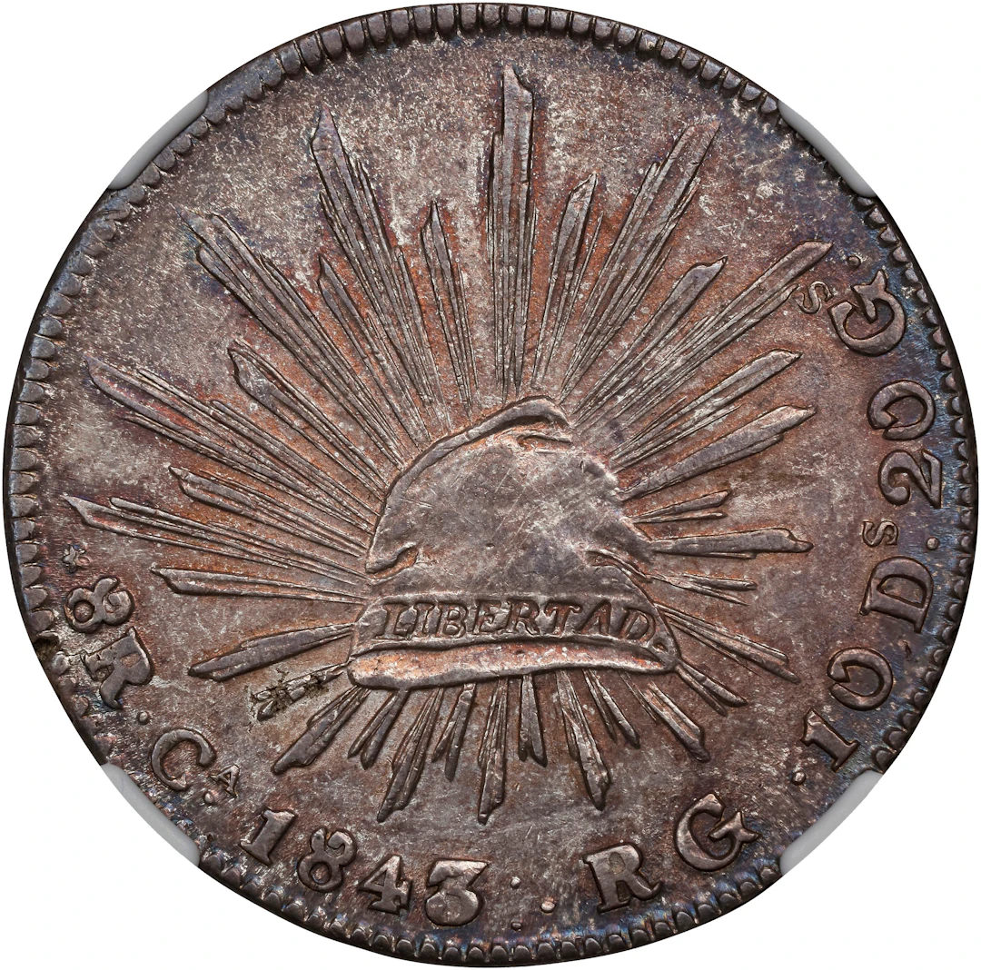 MEXICO. 8 Reales, 1843-Ca RG. Chihuahua Mint. NGC MS-61.