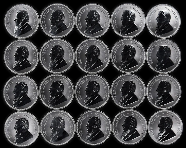 (20 oz, 622.08 g ASW). South Africa. Lot of (20) 2017 1 oz Silver Krugerrands.