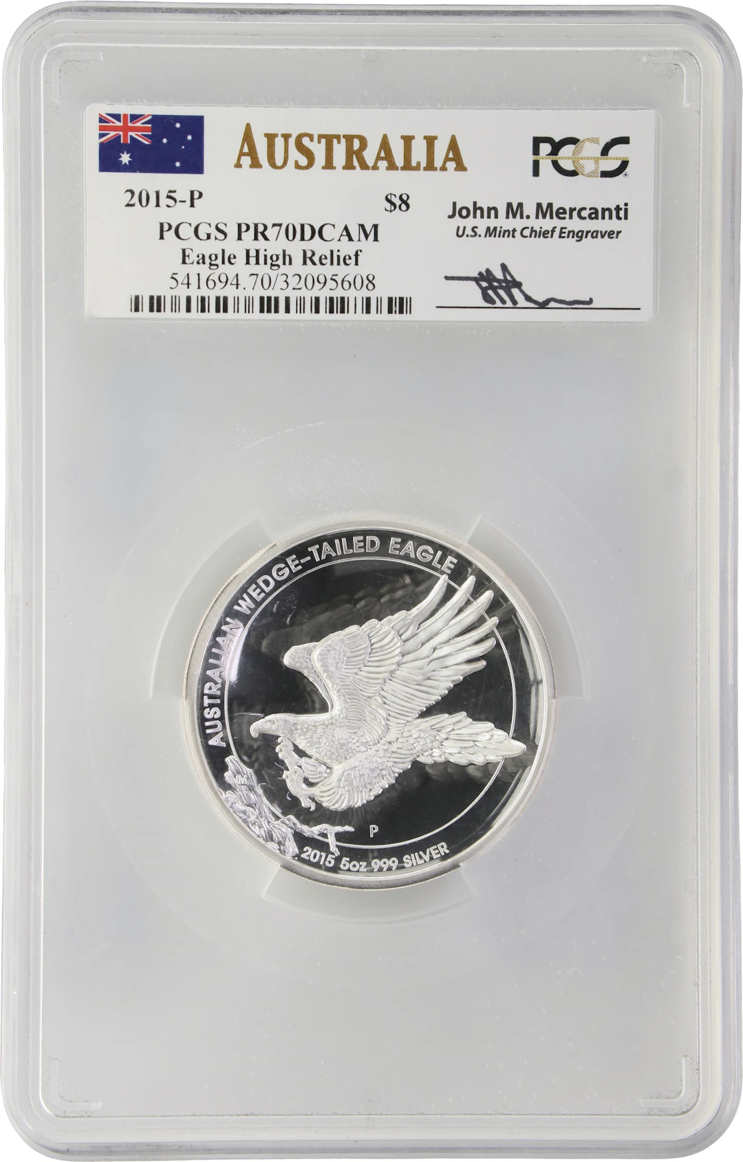 (5 oz, 155.52 g ASW). Australia. 2015-P 5 oz Silver Wedge-Tailed Eagle