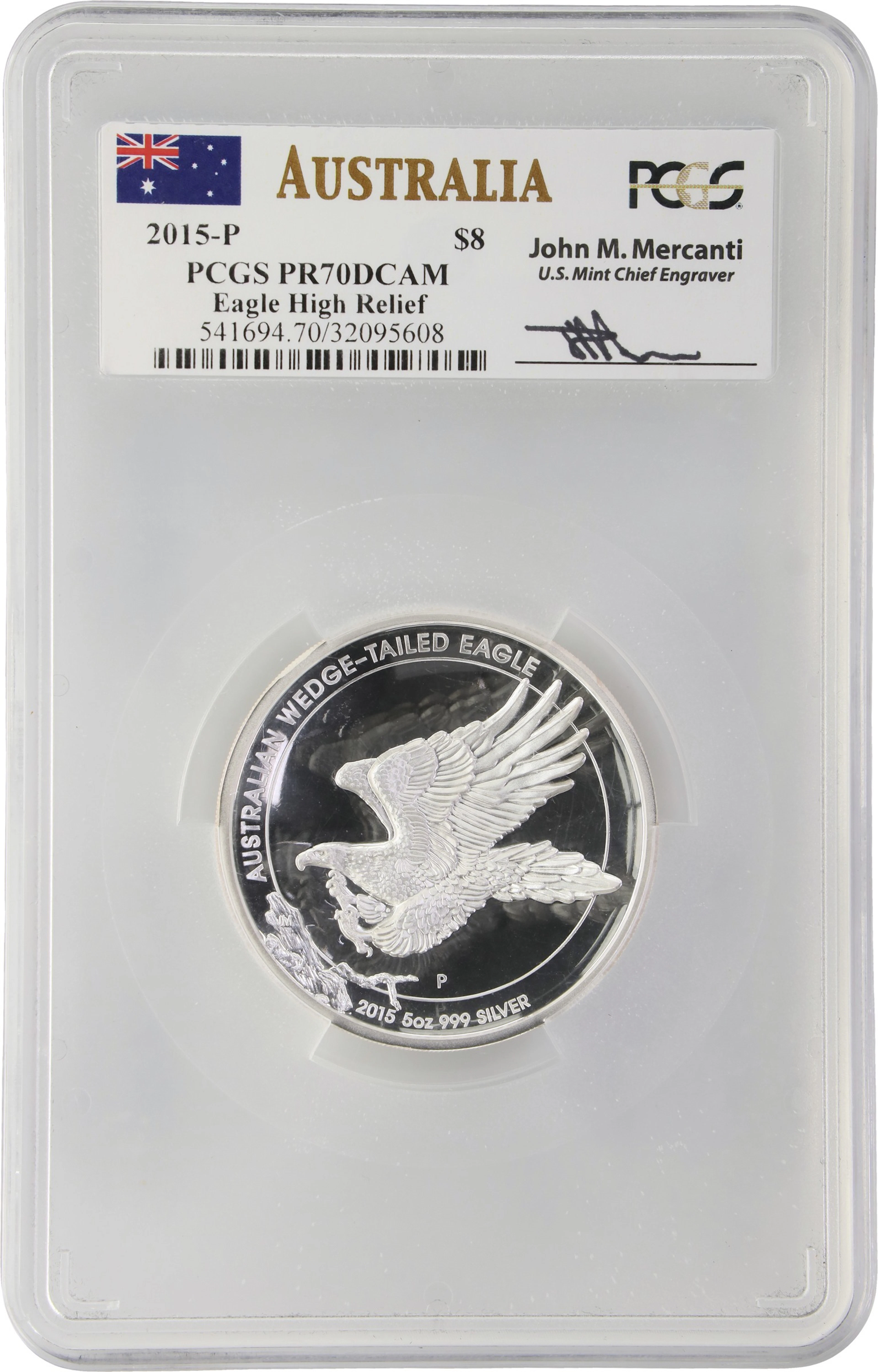 (5 oz, 155.52 g ASW). Australia. 2015-P 5 oz Silver Wedge-Tailed Eagle