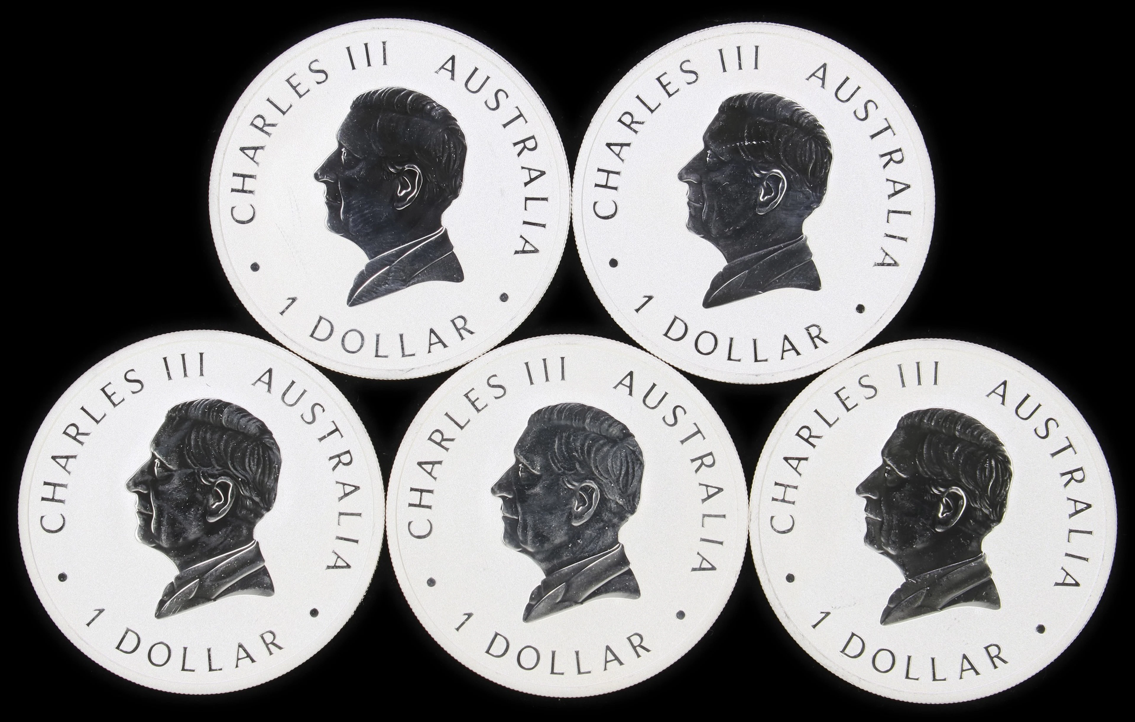 (5 oz, 155.52 g ASW). Australia. Lot of (5) 2026 1 oz Silver Wedge-Tailed