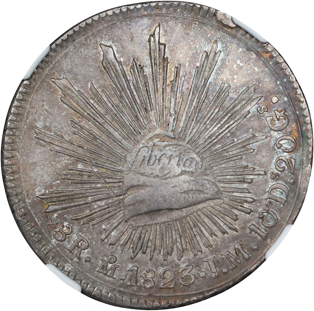 MEXICO. "Hookneck" 8 Reales, 1823-Mo JM. Mexico City Mint. NGC AU