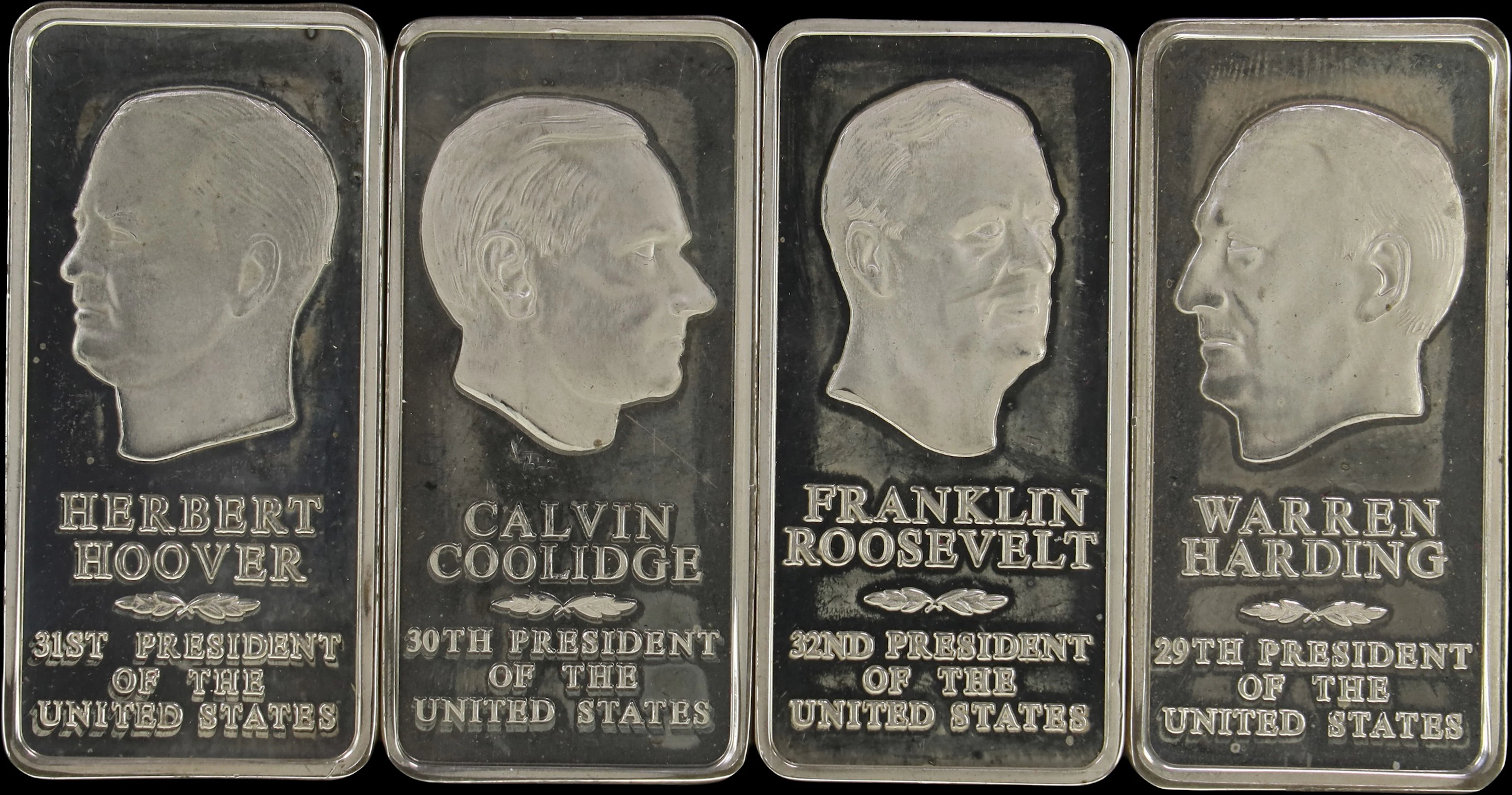 (19.271 oz, 599.4 g ASW). Lot of (4) Danbury Mint 2500 grain Presidential