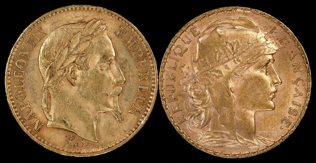 (0.374 oz, 11.633 g AGW). France. Lot of (2) Mixed Date Gold 20 Francs.