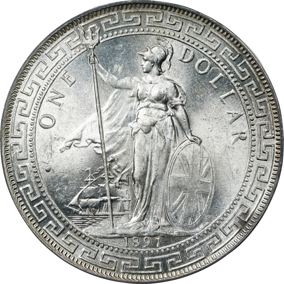 GREAT BRITAIN. Trade Dollar, 1897-B. Bombay Mint. Victoria. PCGS MS-63.