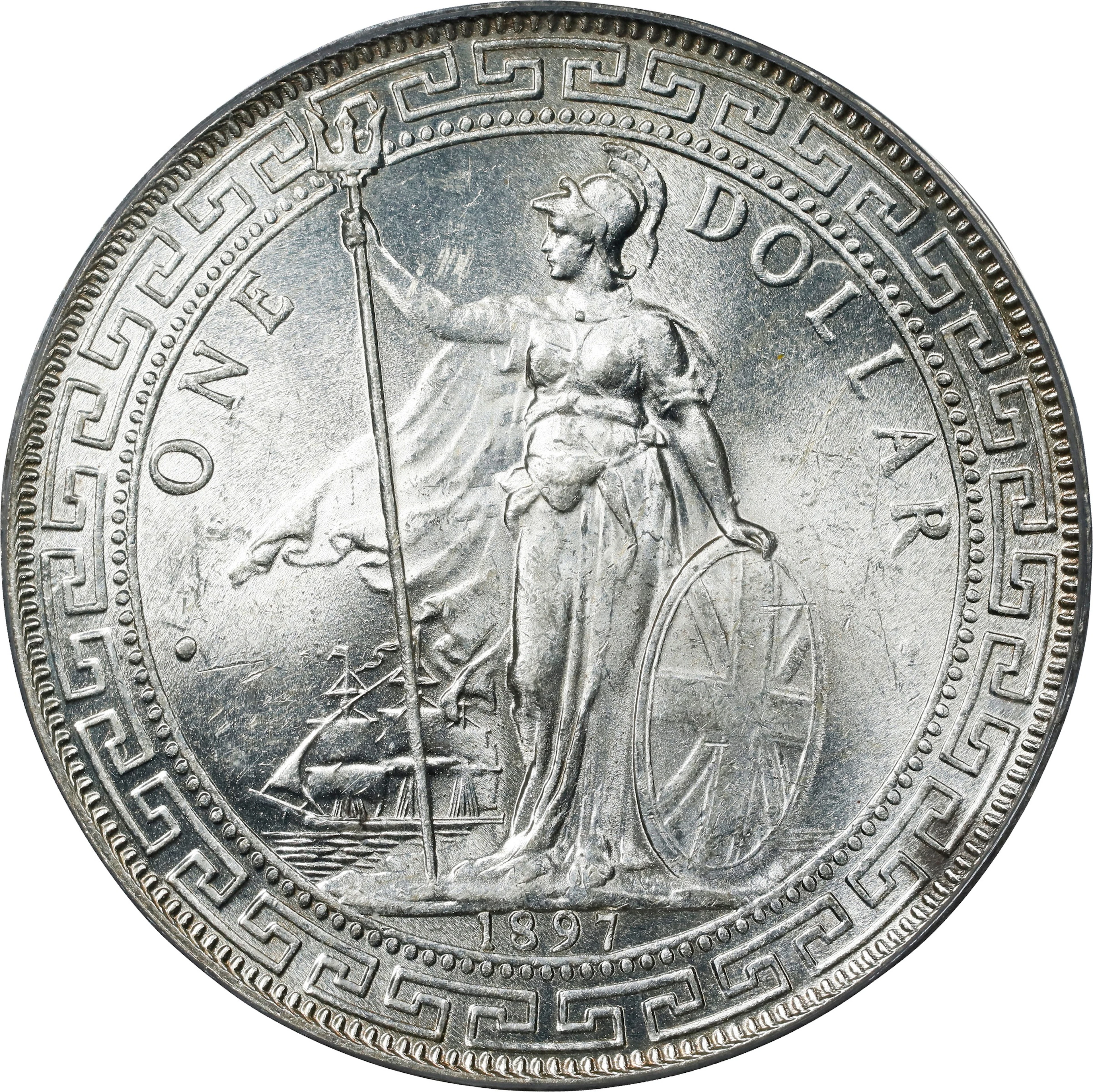 GREAT BRITAIN. Trade Dollar, 1897-B. Bombay Mint. Victoria. PCGS MS-63.
