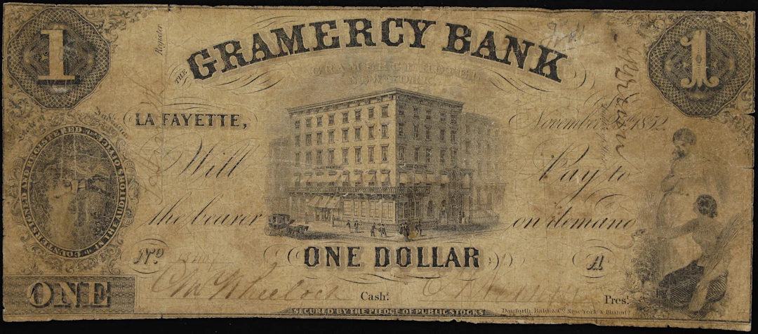 La Fayette, Indiana. Gramercy Bank. 1852 $1. Very Good.