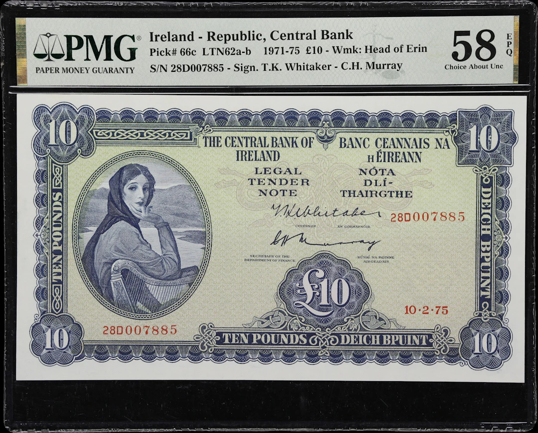IRELAND. Central Bank of Ireland. 10 Pounds, 10.2.1975. P-66c. LTN62a.