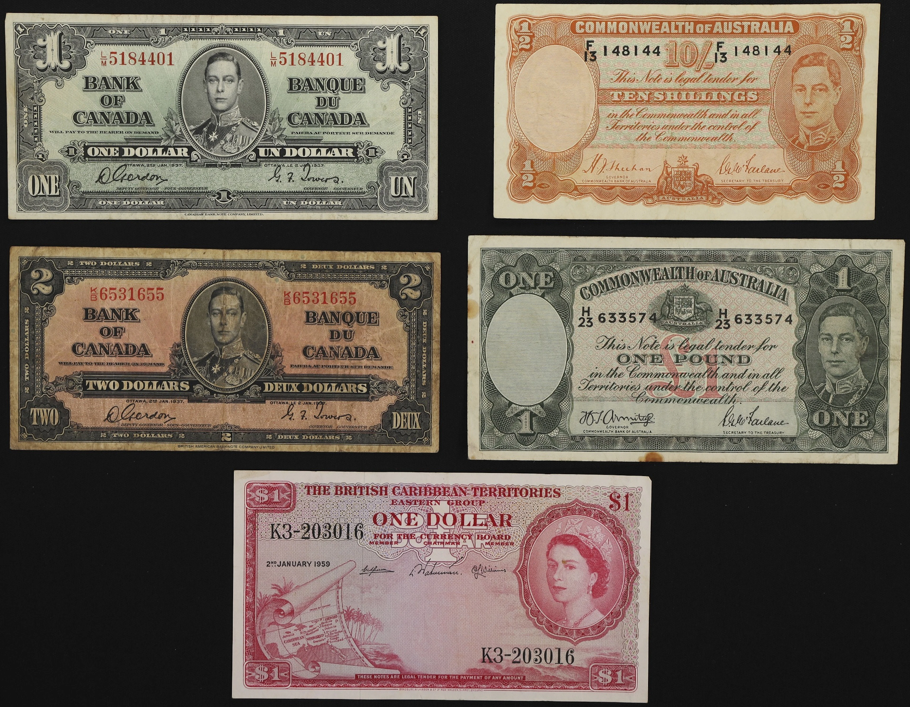 MIXED LOTS. Lot of (5). Australia, British Caribbean Territories