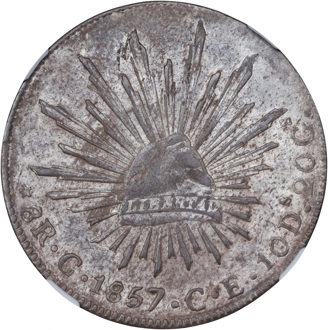 MEXICO. 8 Reales, 1857-C CE. Culiacan Mint. NGC AU-58.
