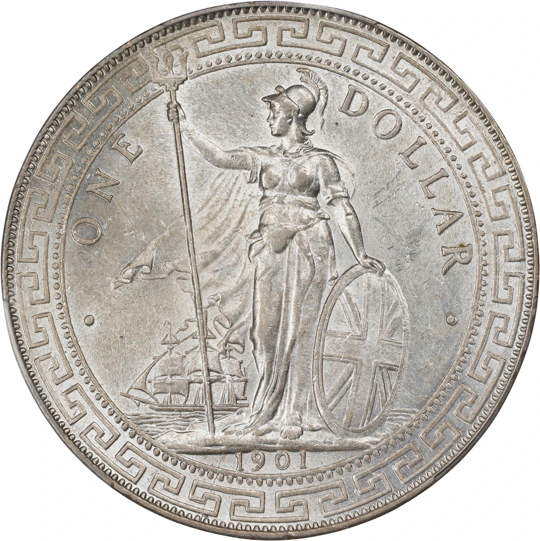GREAT BRITAIN. Trade Dollar, 1901-B. Bombay Mint. Victoria. PCGS AU-58.