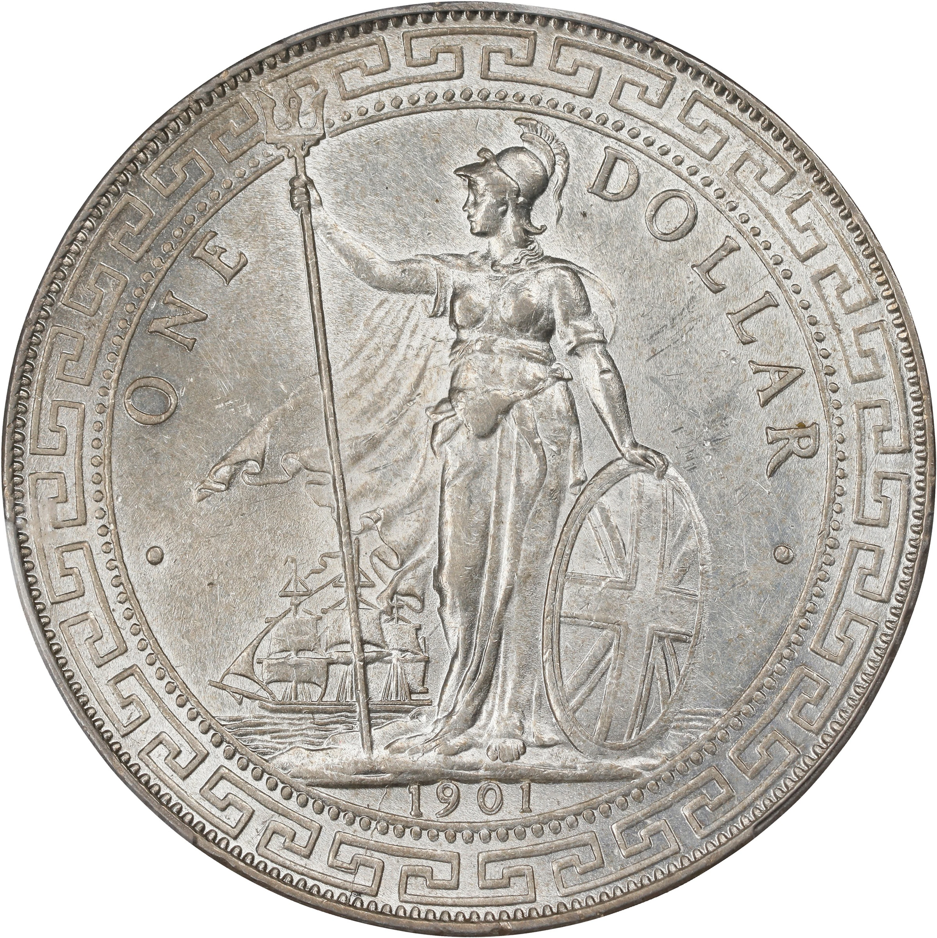 GREAT BRITAIN. Trade Dollar, 1901-B. Bombay Mint. Victoria. PCGS AU-58.