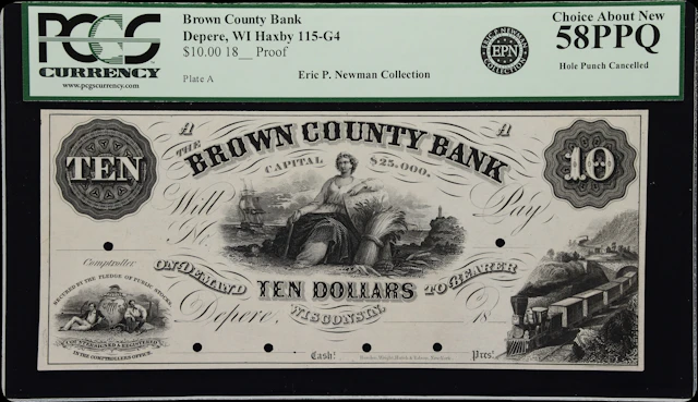 Depere, Wisconsin. Brown County Bank. 18xx $10. PCGS Currency Choice