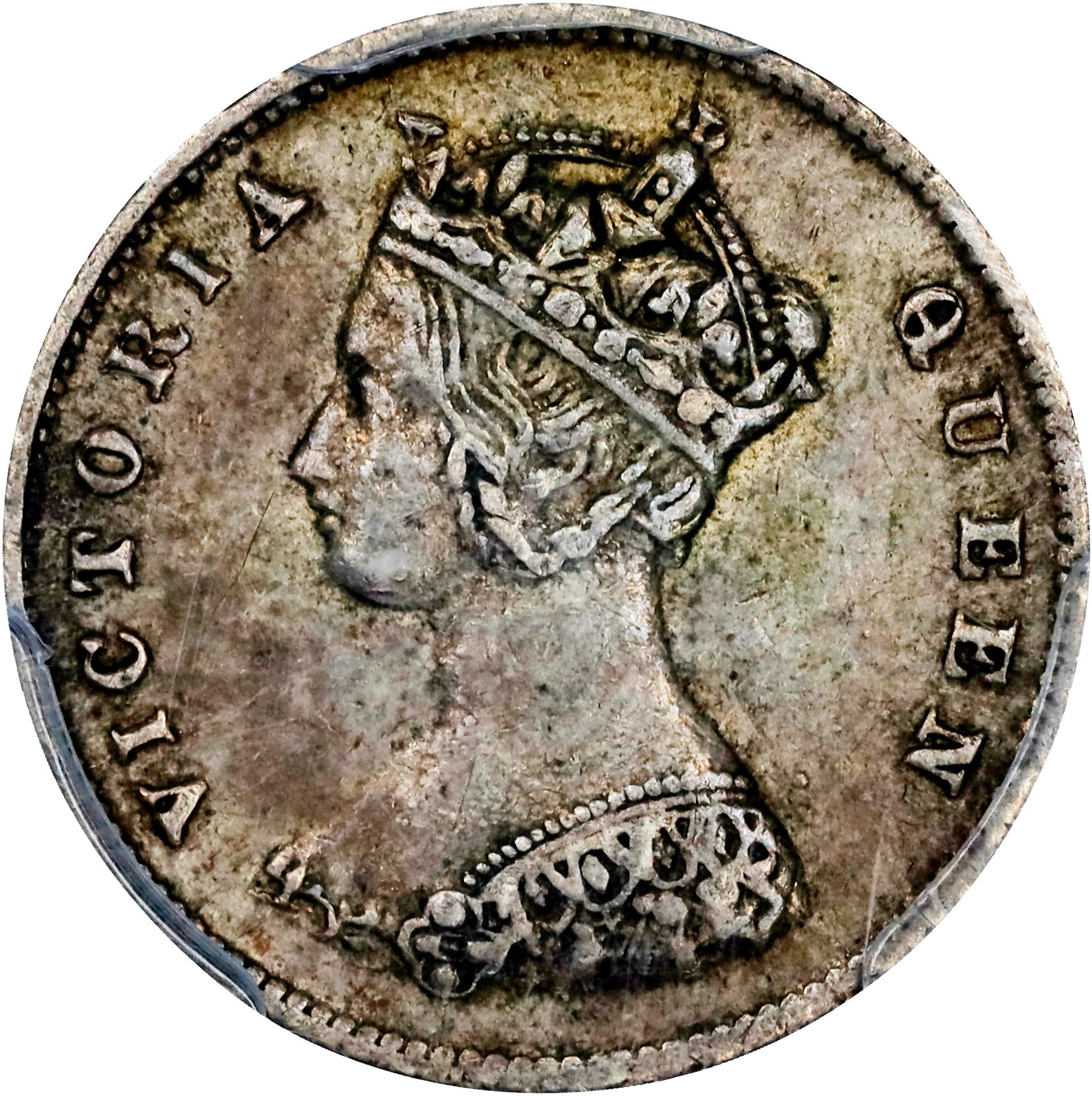 (t) HONG KONG (SAR). 10 Cents, 1866. London Mint. Victoria. PCGS EF-45.