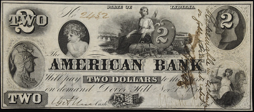 Dover Hill, Indiana. American Bank. 1856 $2. Very Fine.