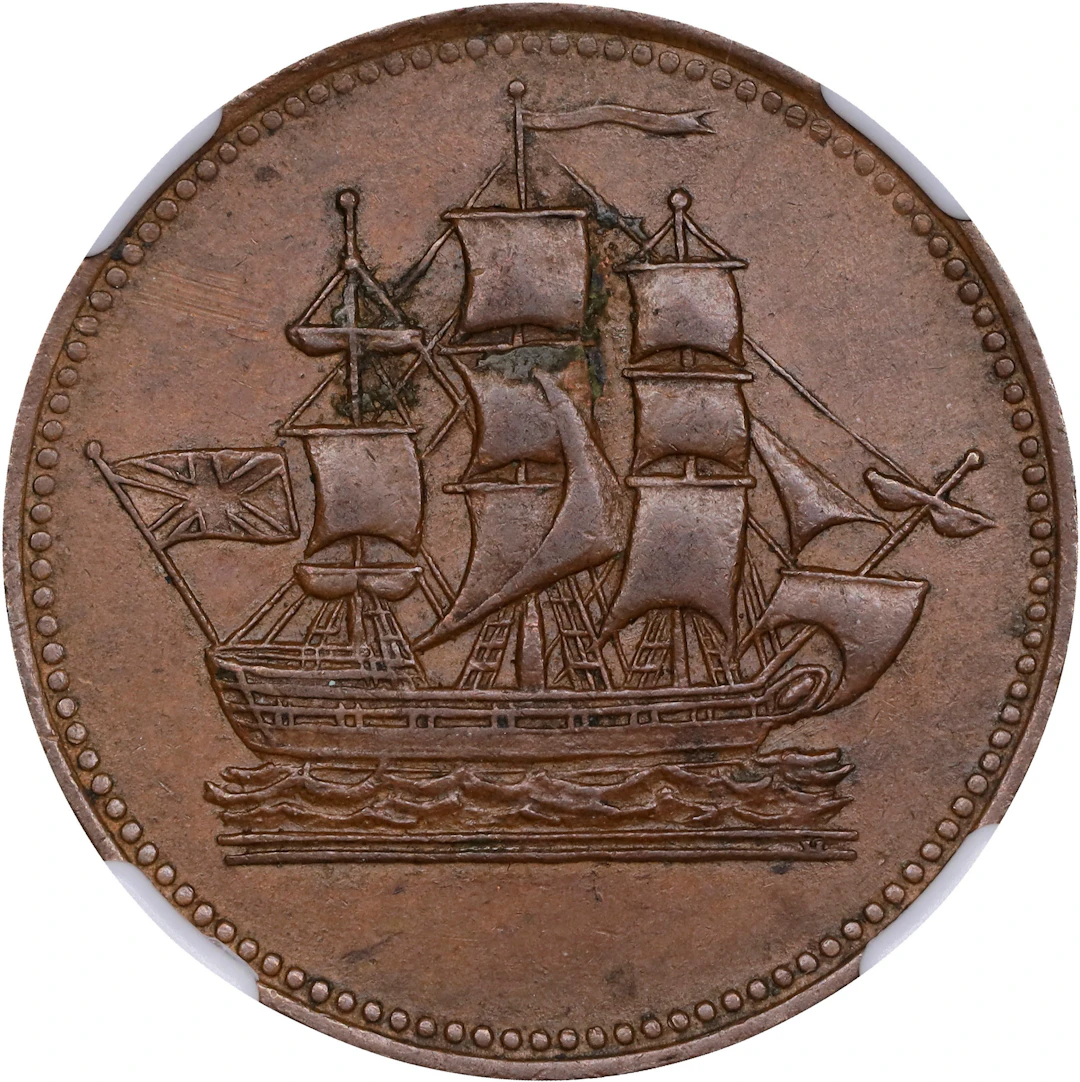 CANADA. Prince Edward Island. Copper 1/2 Penny Token, ND (ca. 1835). NGC AU-55.