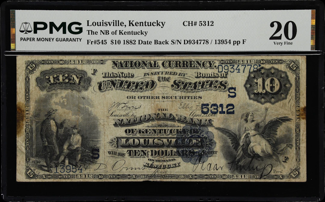 Louisville, Kentucky. $10 1882 Date Back. Fr. 545. NB of Kentucky.