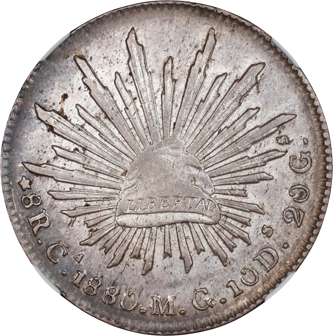 MEXICO. 8 Reales, 1880-Ca MG. Chihuahua Mint. NGC AU-55.