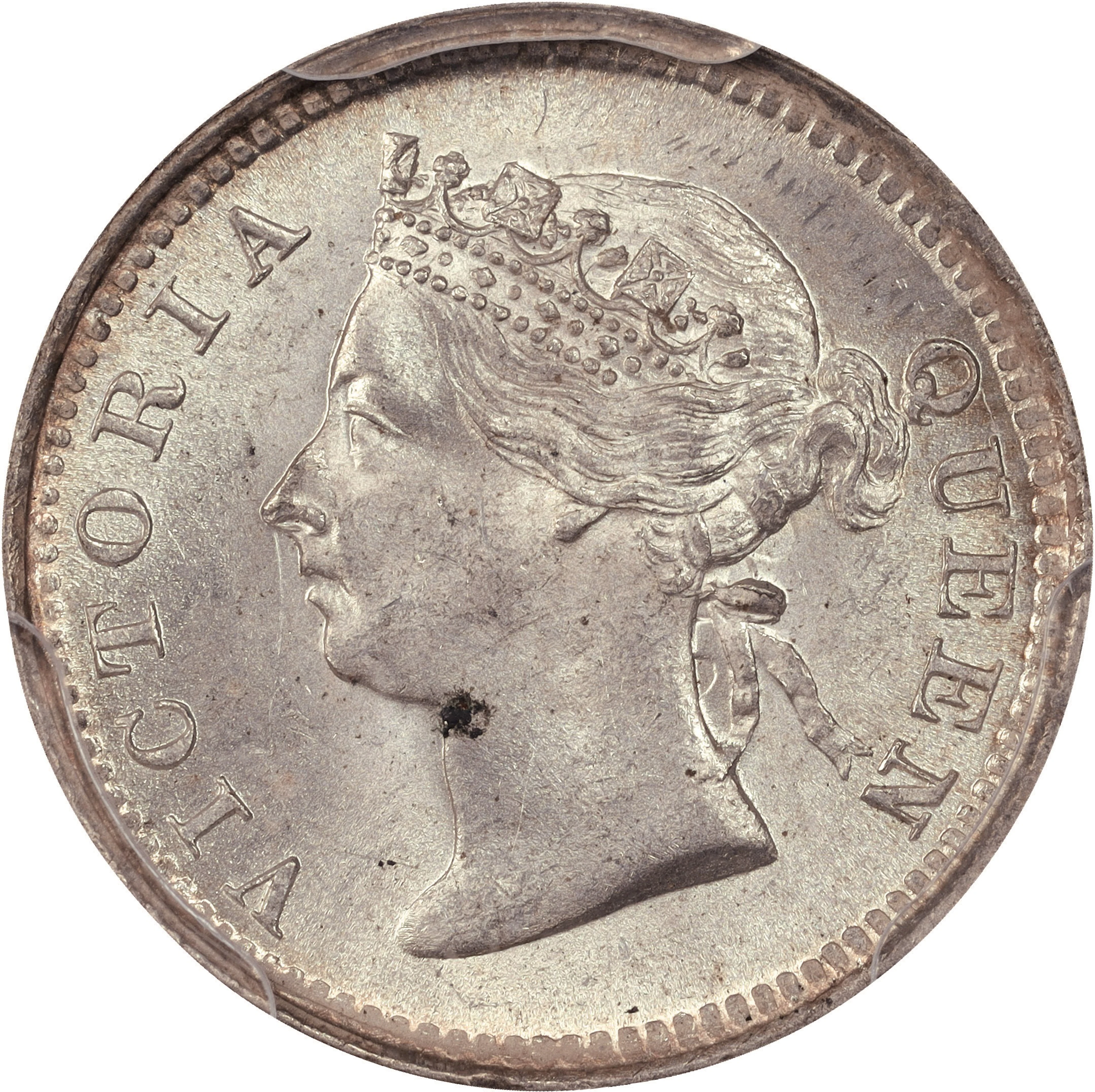 (t) HONG KONG (SAR). 5 Cents, 1885. London Mint. Victoria. PCGS MS-64.