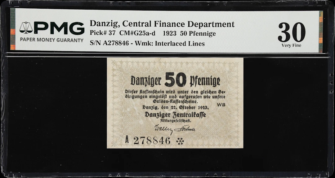 (◊) DANZIG. Central Finance Department. 50 Pfennige, 22.10.1923. P-37.