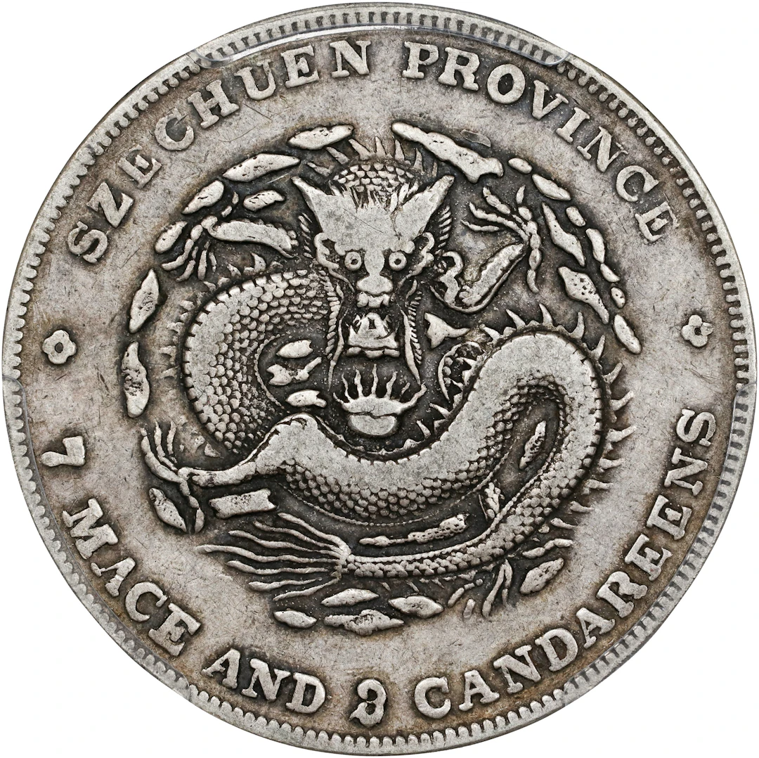 (t) CHINA. Szechuan. 7 Mace 3 Candereens (Dollar), ND (1901-08). Chengdu