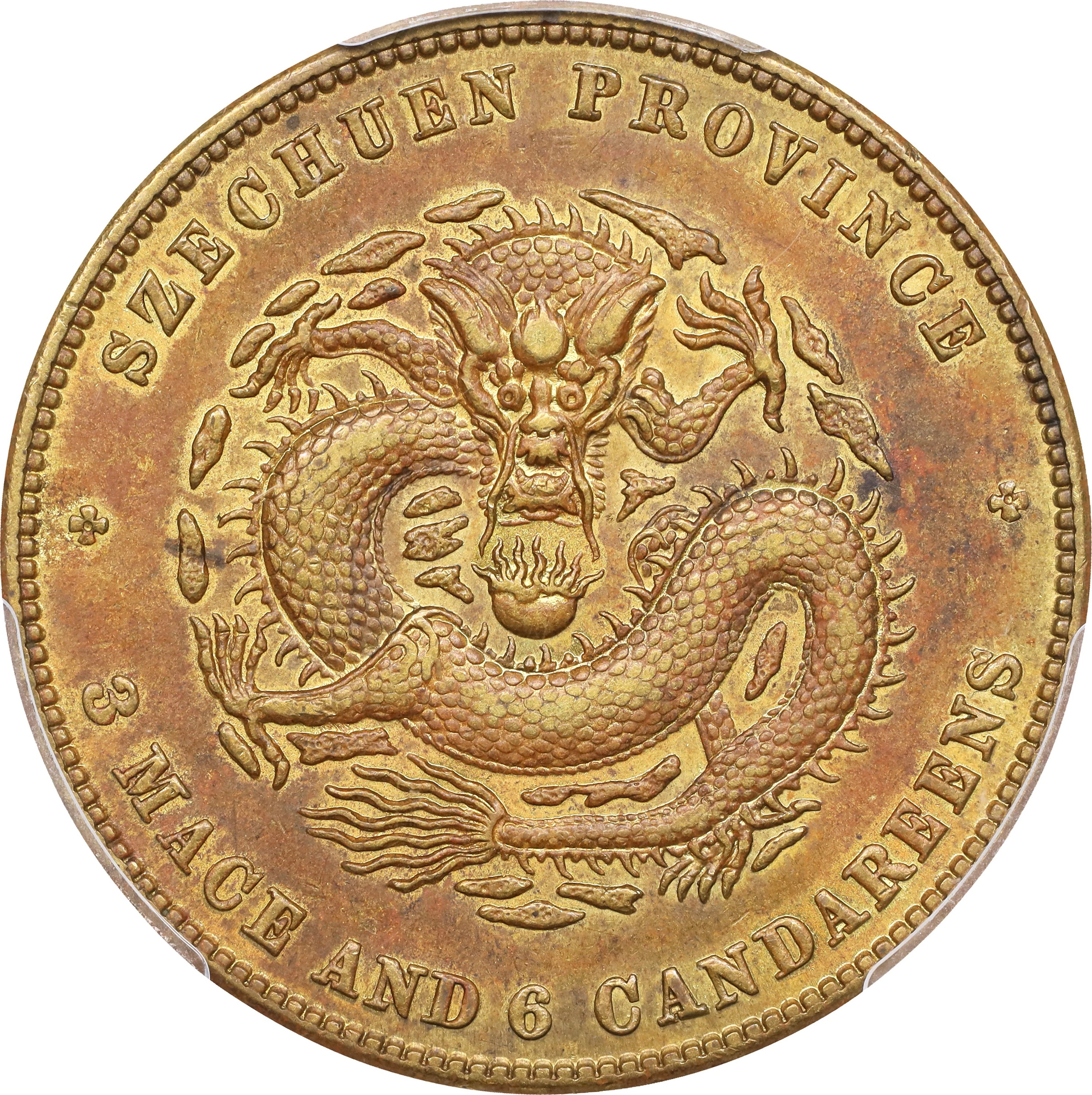 CHINA. Szechuan. Brass 3 Mace 6 Candareens (50 Cents) Pattern, ND