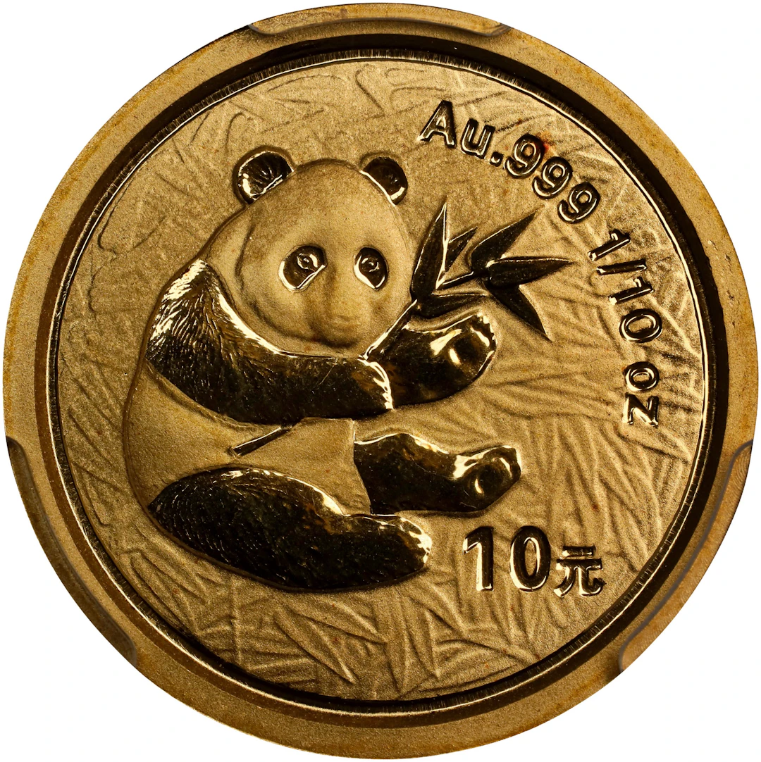 CHINA. Gold 10 Yuan, 2000. Panda Series. PCGS MS-69.