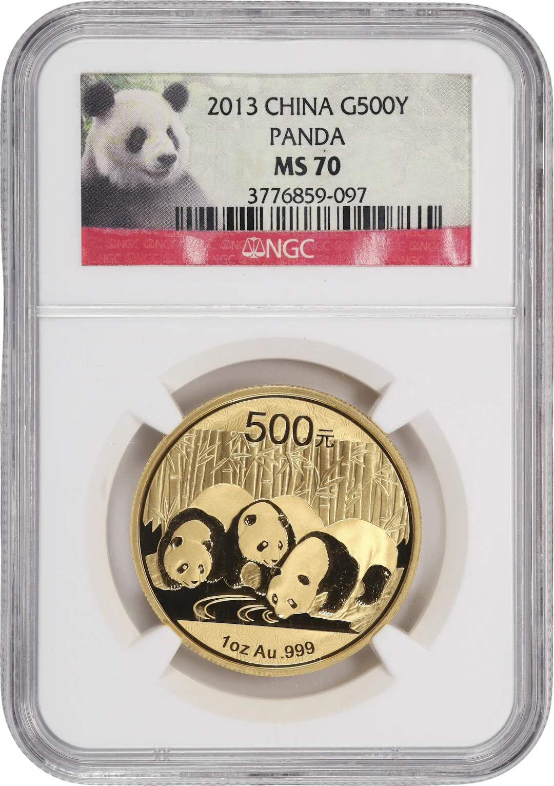 (1 oz, 31.104 g AGW). China. 2013 1 oz Gold Panda. MS-70 (NGC).