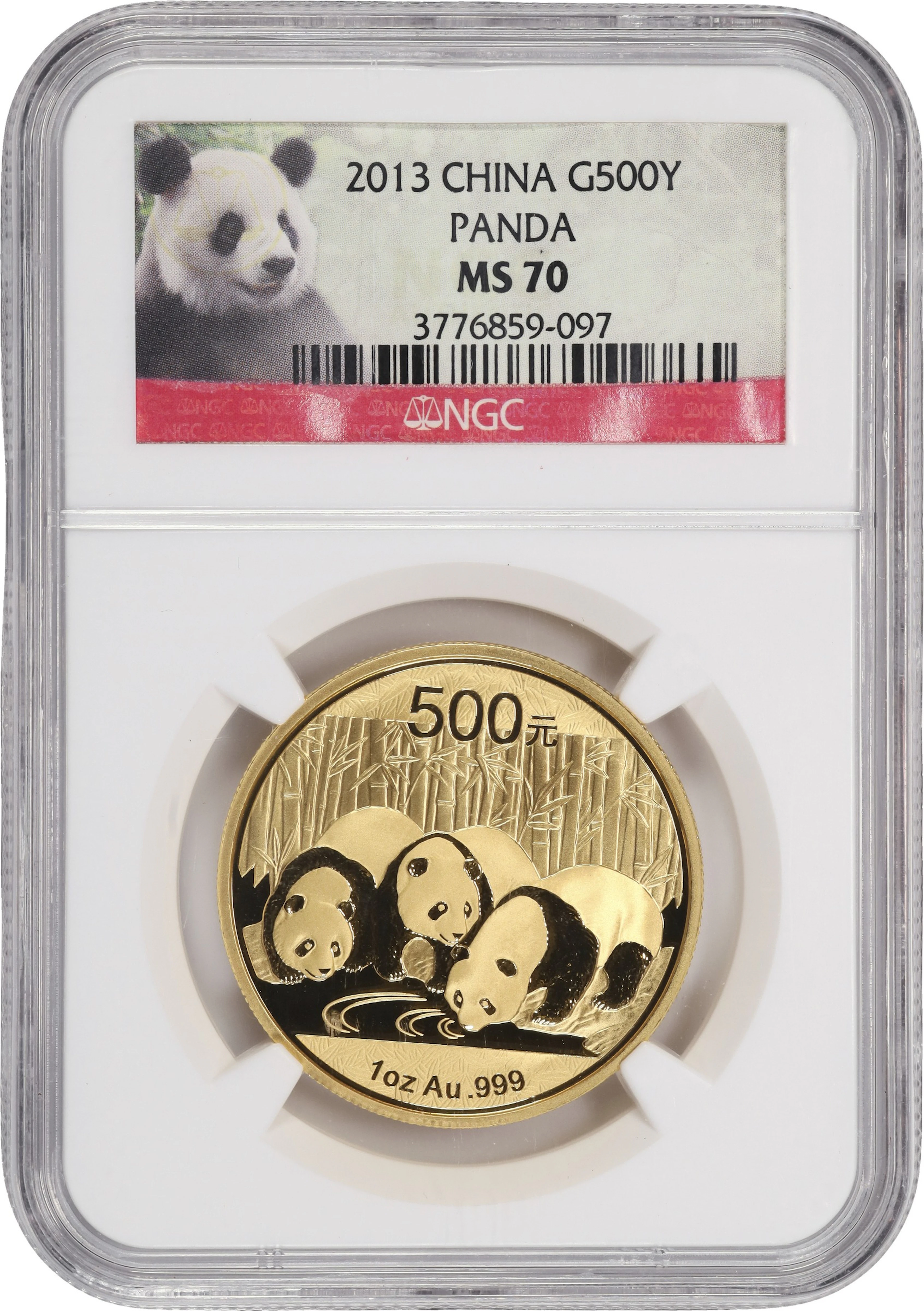 (1 oz, 31.104 g AGW). China. 2013 1 oz Gold Panda. MS-70 (NGC).