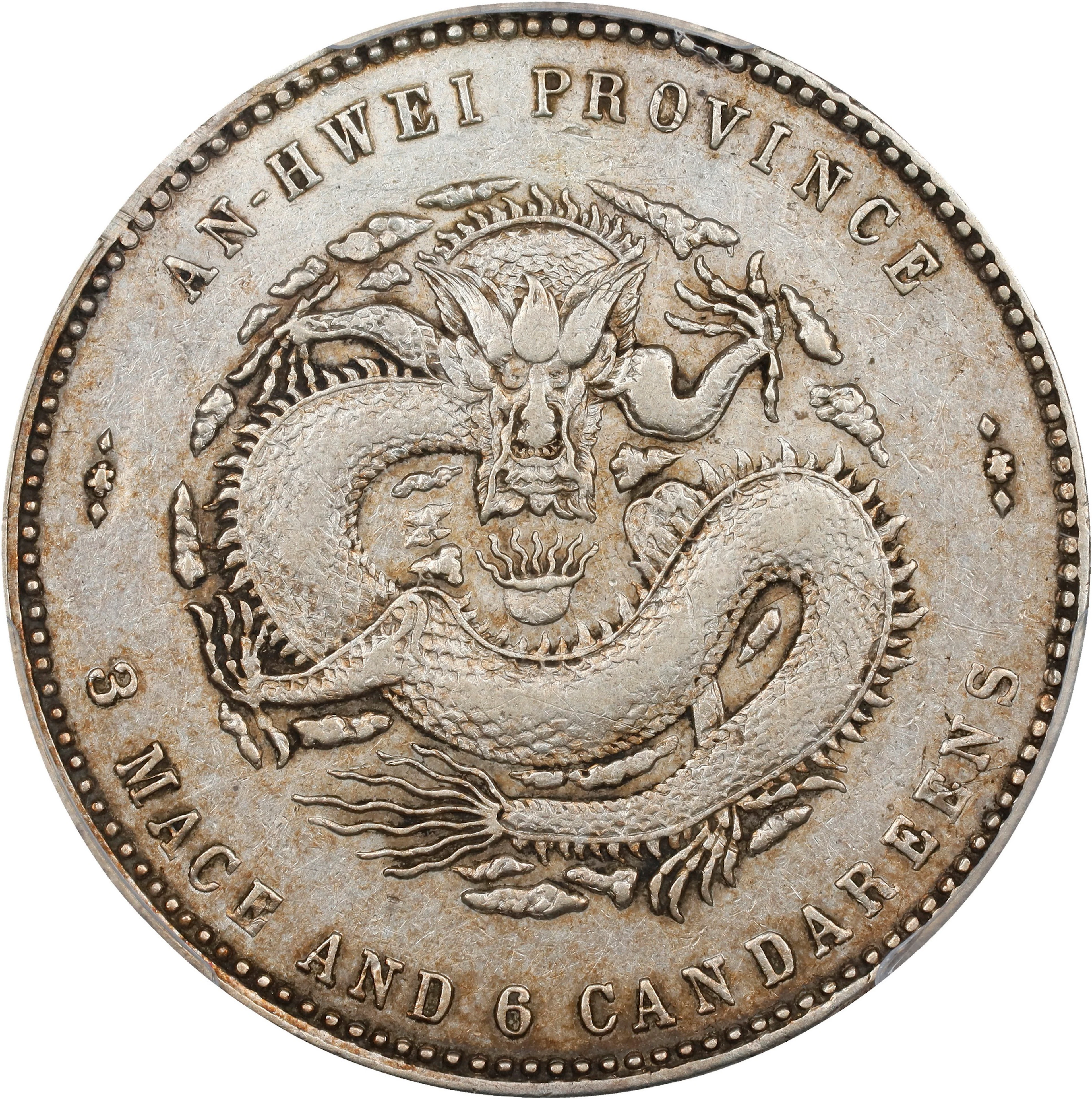 (t) CHINA. Anhwei. 3 Mace 6 Candareens (50 Cents), Year 24 (1898)-ASTC.