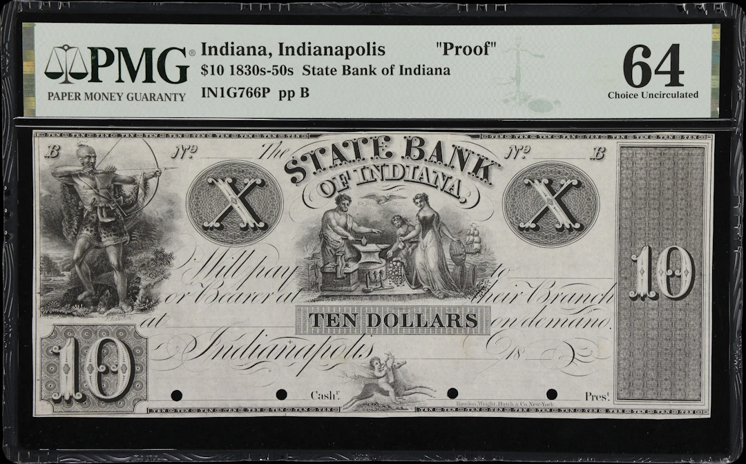 Indianapolis, Indiana. State Bank of Indiana. 18xx $10. PMG Choice