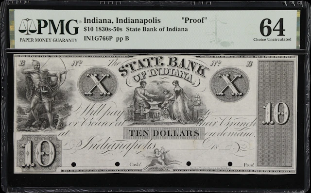 Indianapolis, Indiana. State Bank of Indiana. 18xx $10. PMG Choice