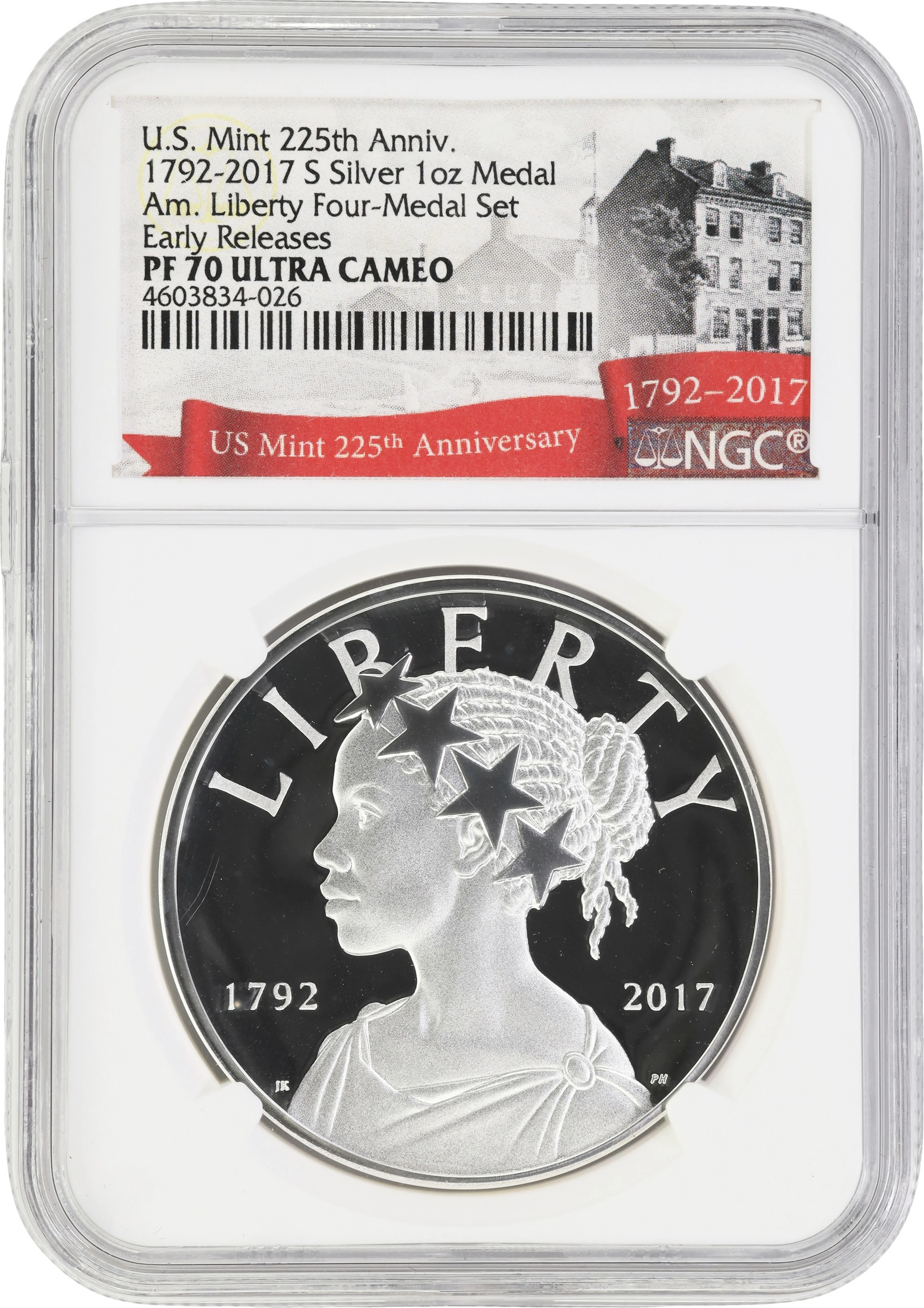 (1 oz, 31.104 g ASW). 2017-S American Liberty 225th Anniversary Silver