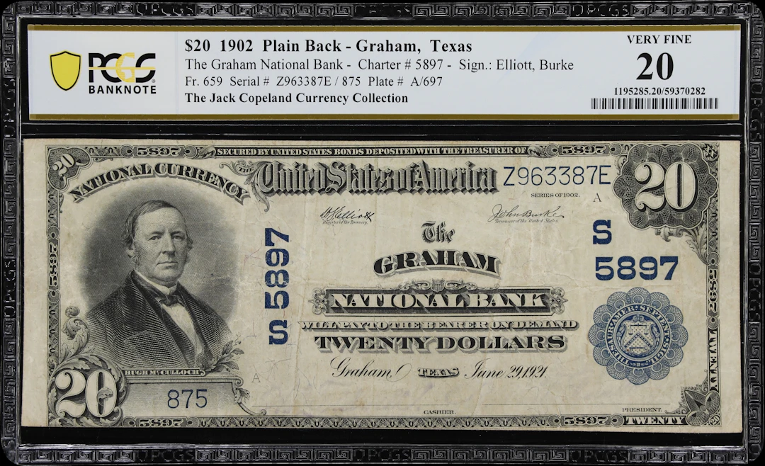Graham, Texas. $20 1902 Plain Back. Fr. 659. The Graham NB. Charter