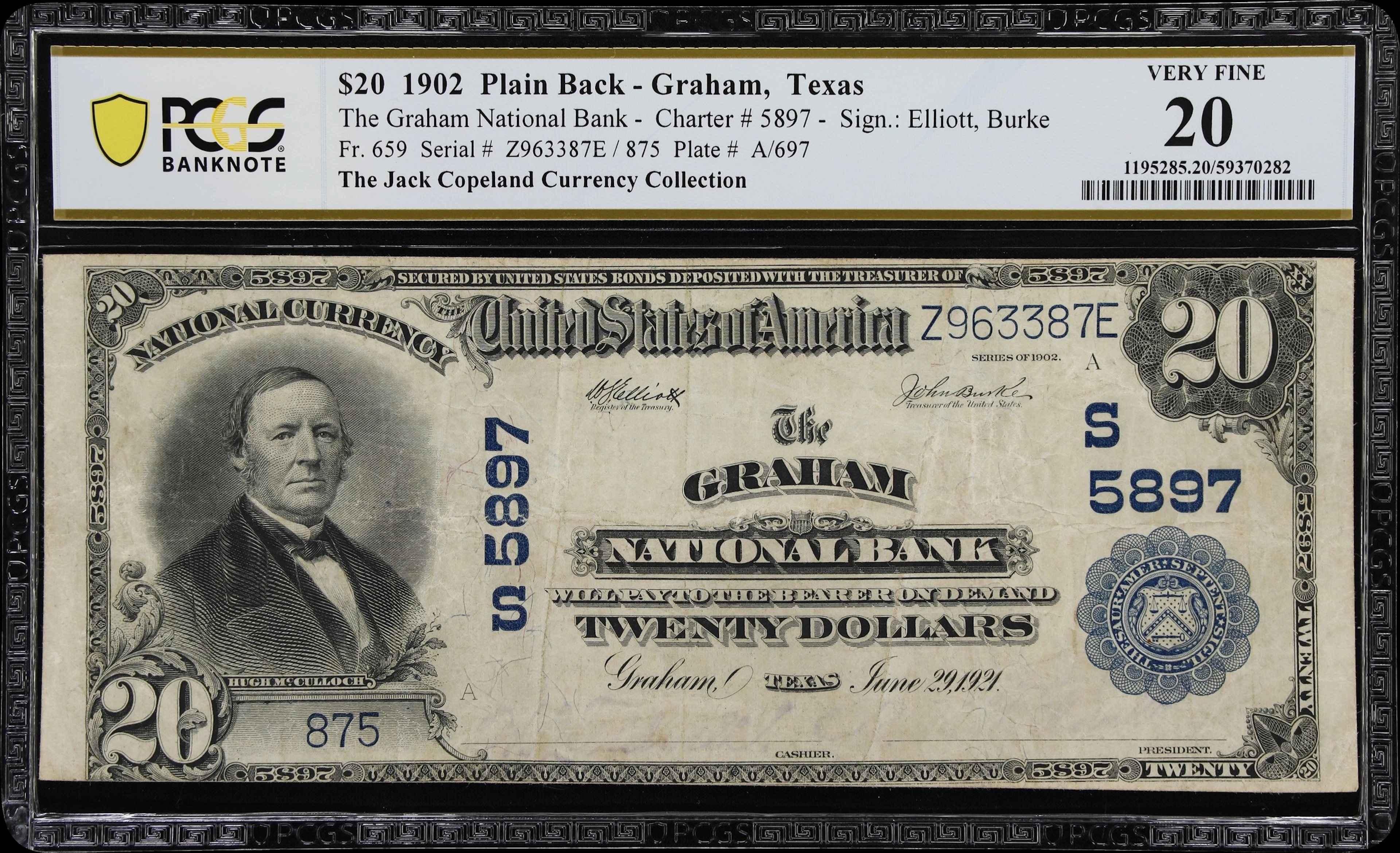 Graham, Texas. $20 1902 Plain Back. Fr. 659. The Graham NB. Charter