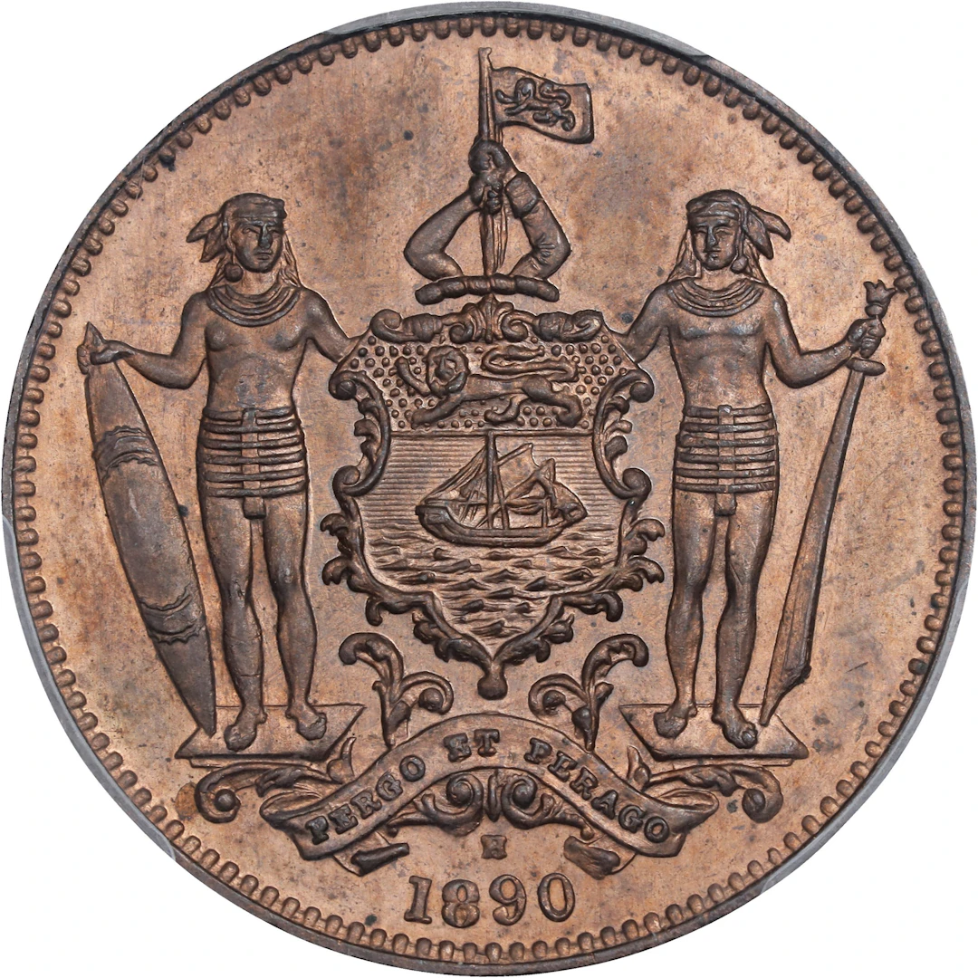 BRITISH NORTH BORNEO. Cent, 1890-H. Birmingham (Heaton) Mint. Victoria.