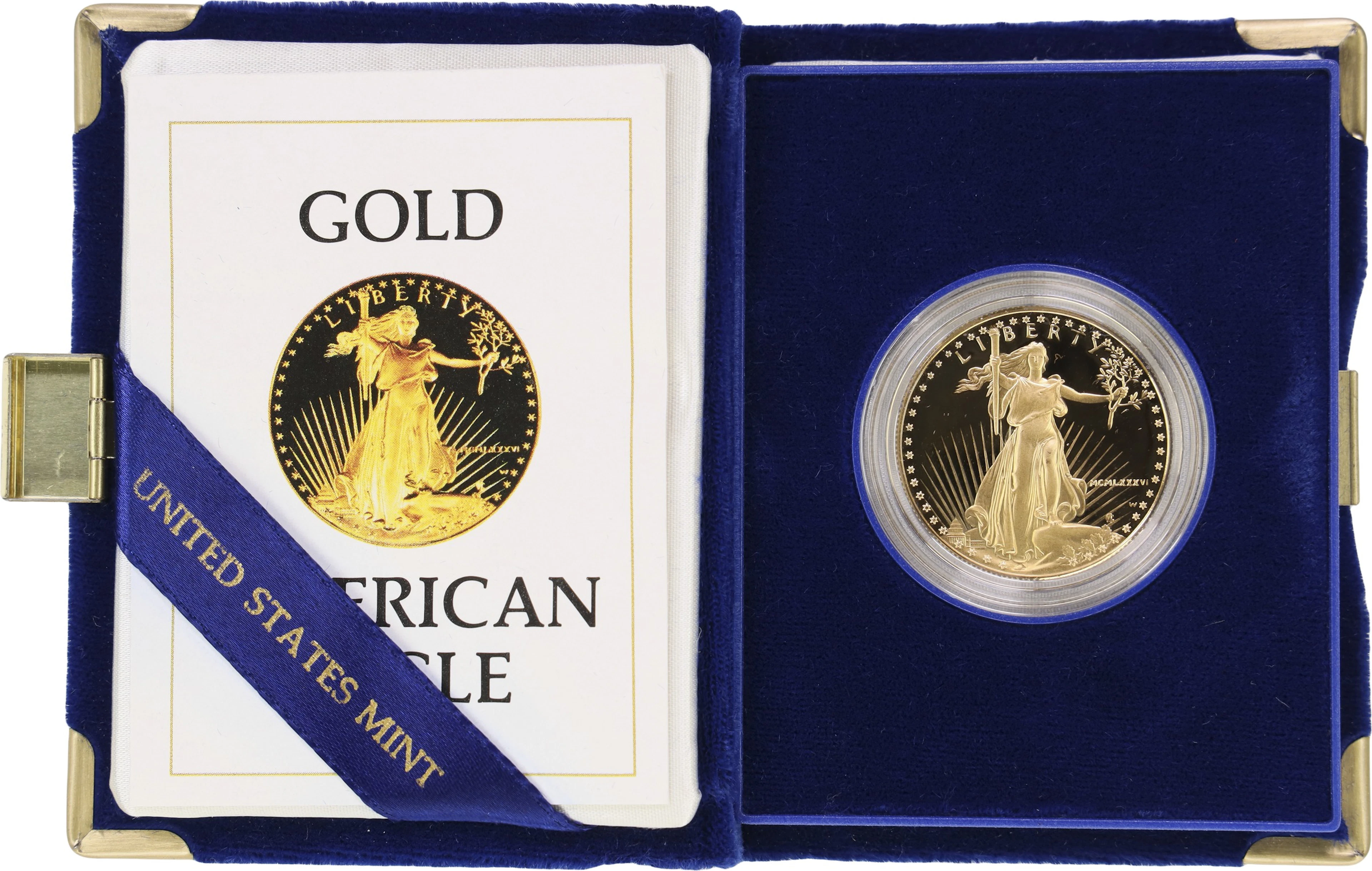(1 oz, 31.104 g AGW). 1986-W American Gold Eagle $50. Proof.