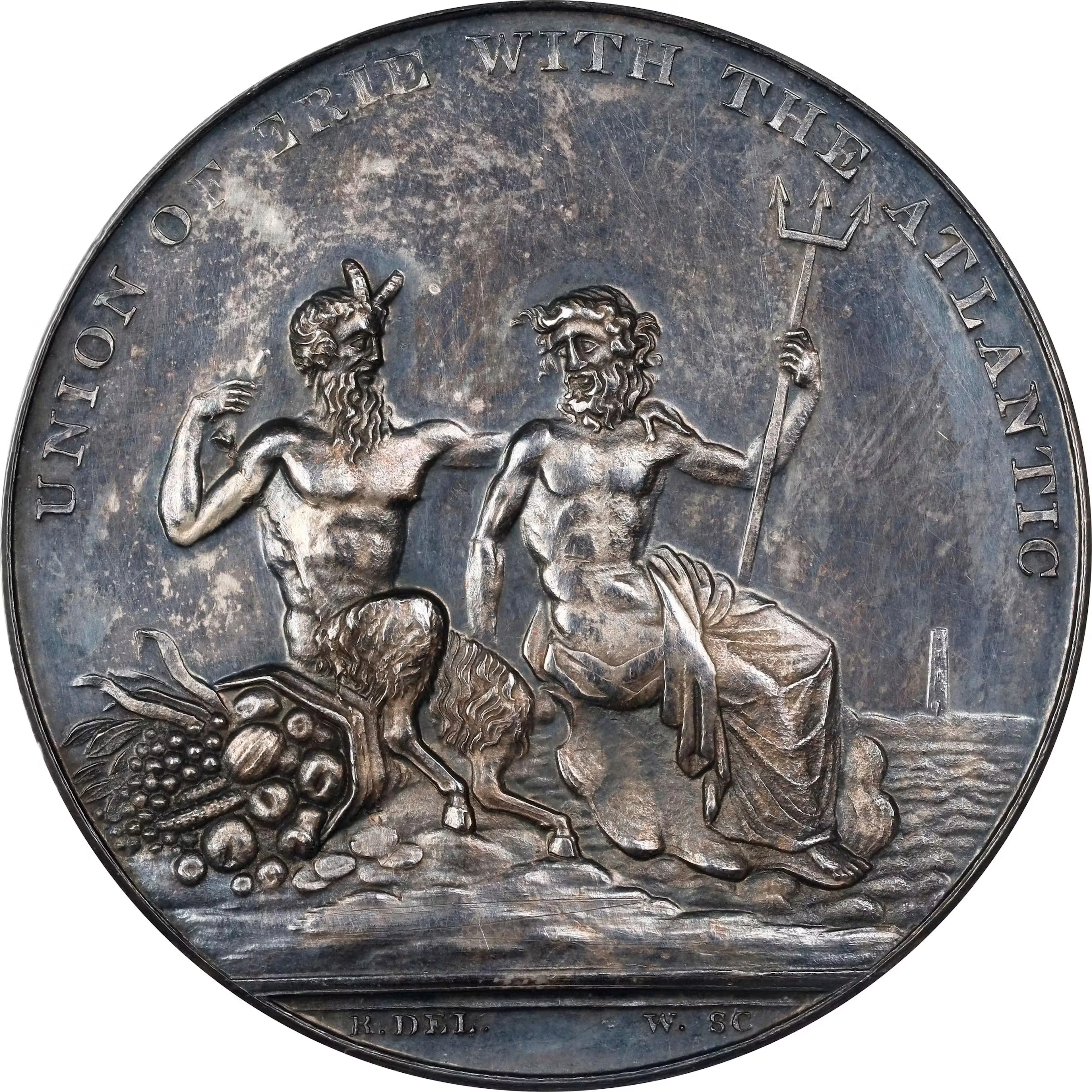 1826 Erie Canal Completion Medal. HK-1000. Rarity-6. Silver. Unc Details--Scrape