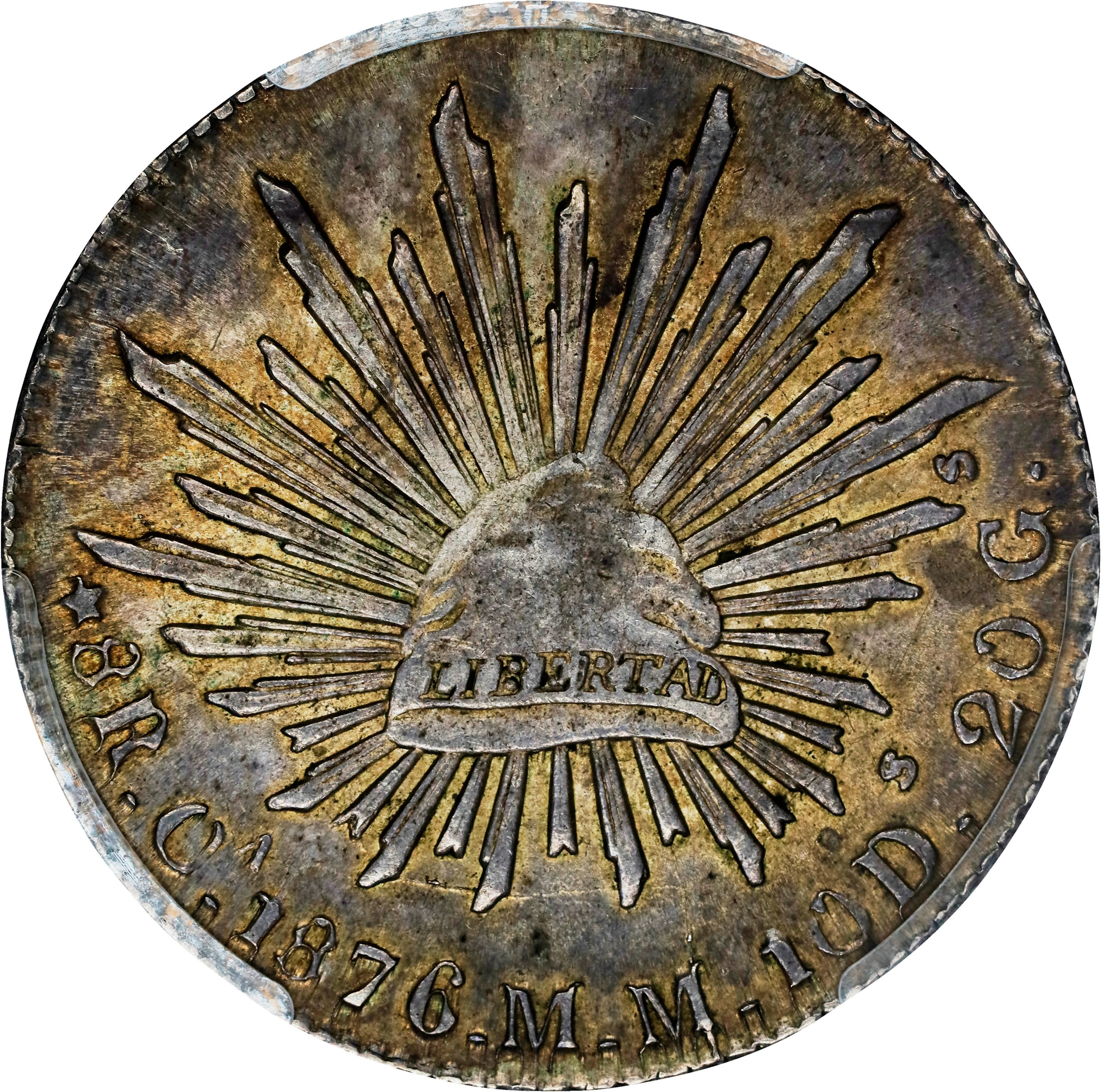 MEXICO. 8 Reales, 1876-Ca MM. Chihuahua Mint. PCGS AU-55.