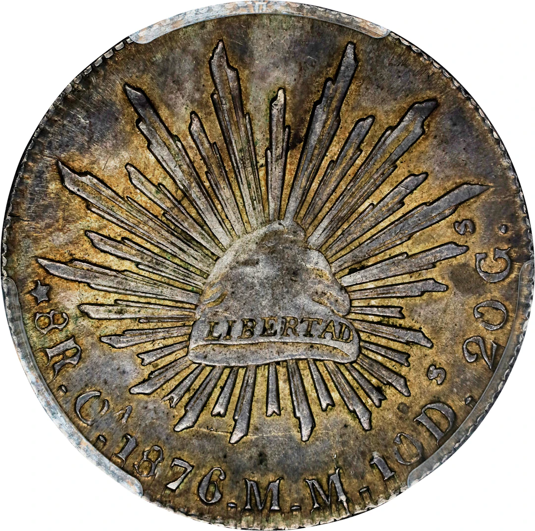 MEXICO. 8 Reales, 1876-Ca MM. Chihuahua Mint. PCGS AU-55.
