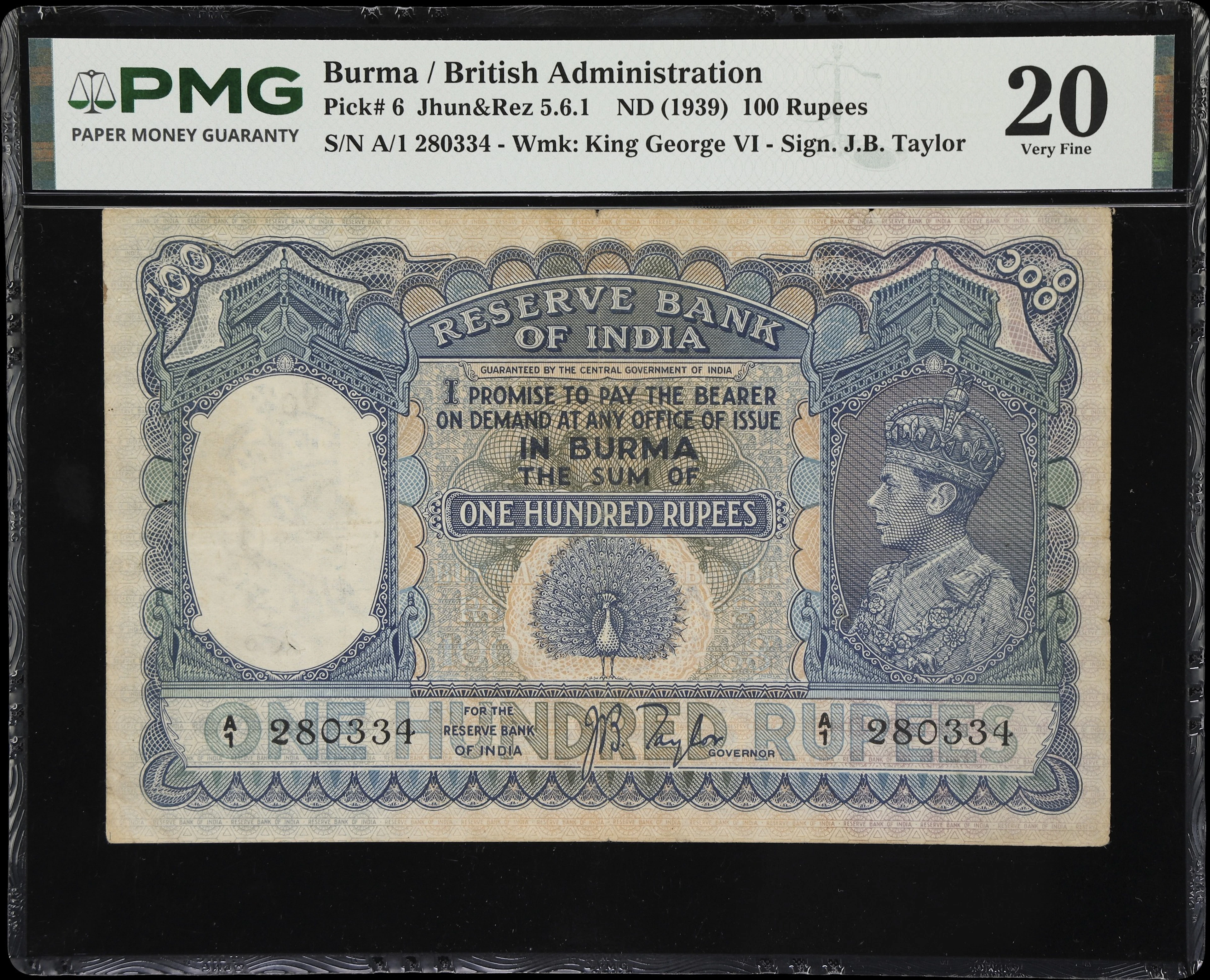 BURMA. Reserve Bank of India - Burma. 100 Rupees, ND (1939). P-6.