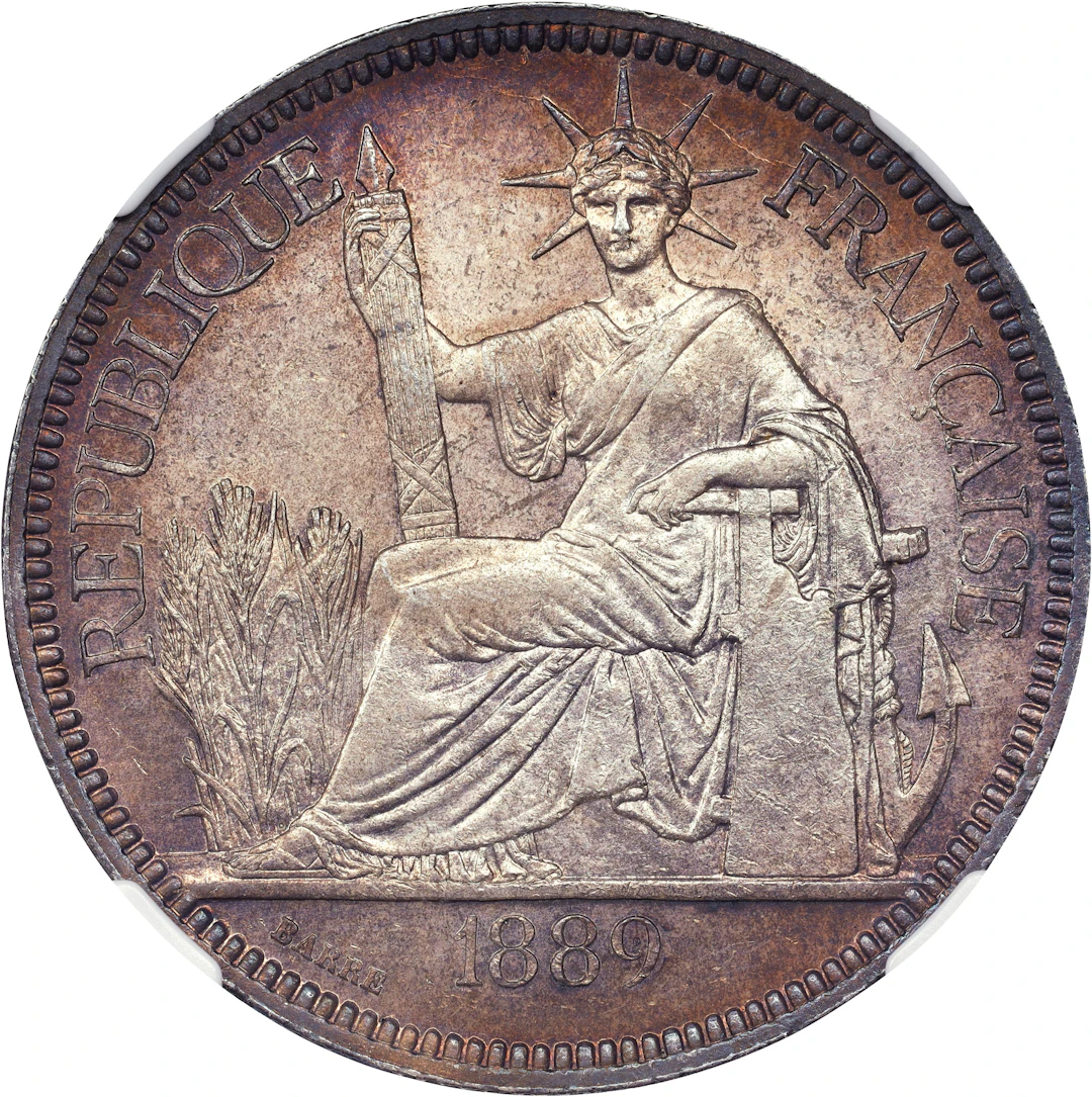 FRENCH INDO-CHINA. Piastre, 1889-A. Paris Mint. NGC Unc Details--Excessive